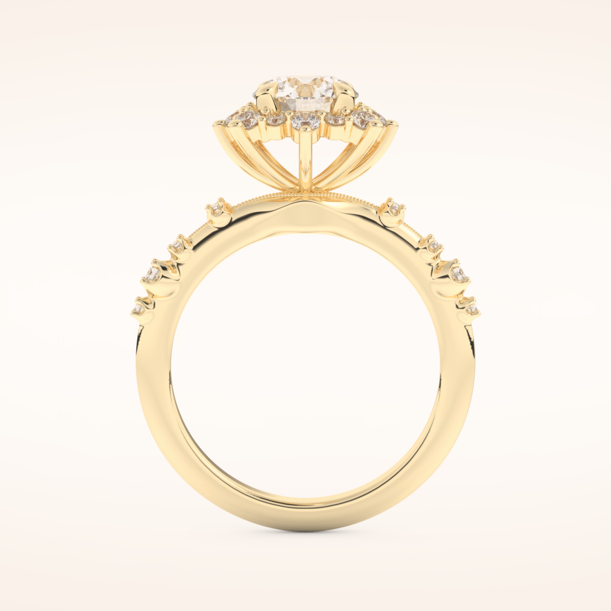 1.03 CT Round Shaped Cluster Moissanite Engagement Ring