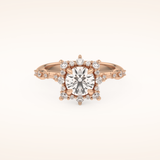 1.03 CT Round Shaped Cluster Moissanite Engagement Ring