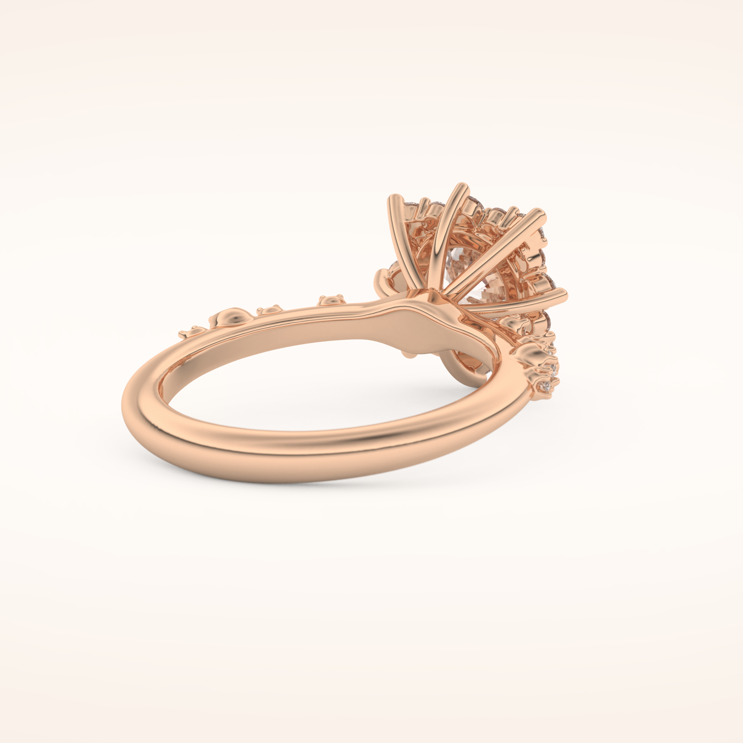 1.03 CT Round Shaped Cluster Moissanite Engagement Ring