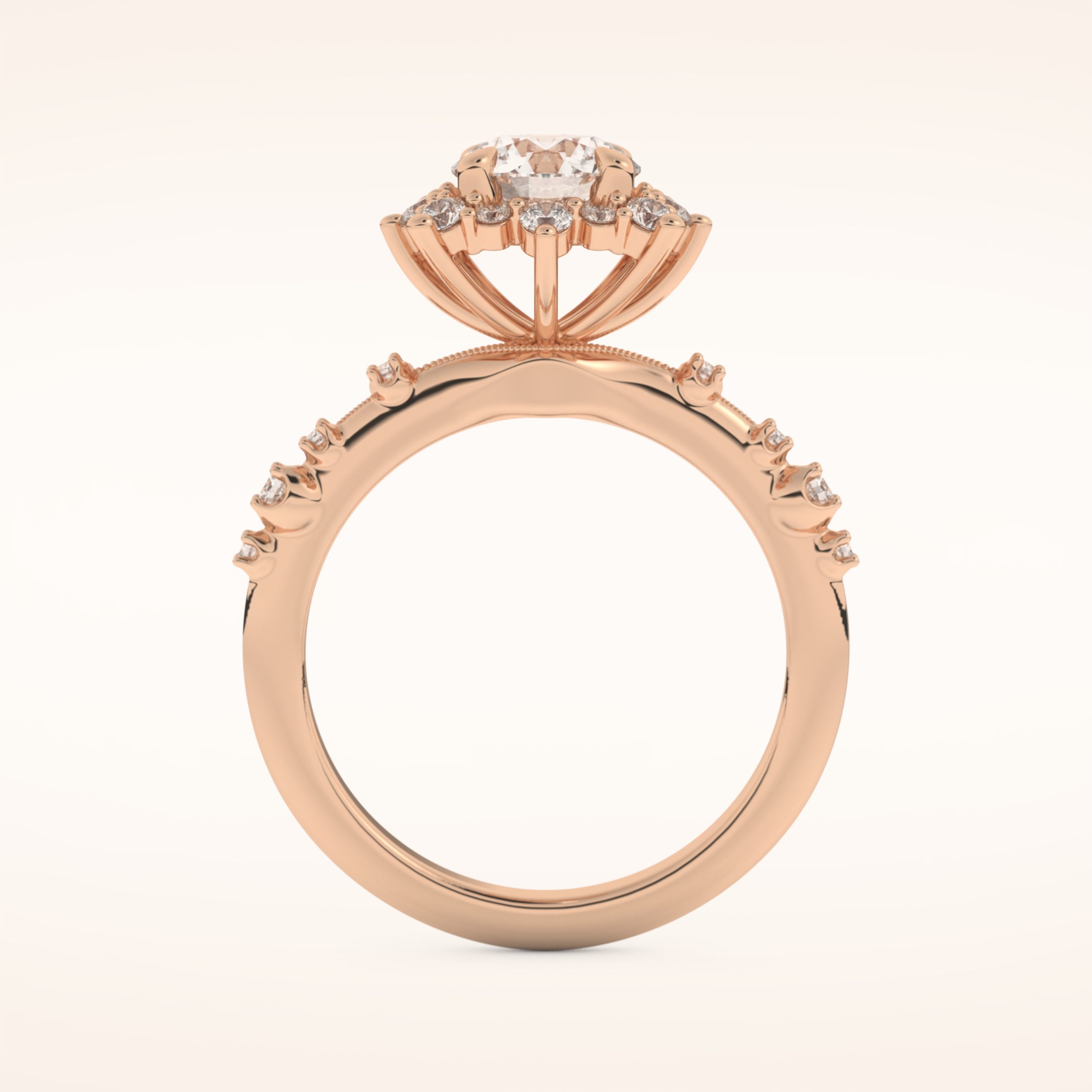 1.03 CT Round Shaped Cluster Moissanite Engagement Ring