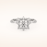 1.03 CT Round Shaped Cluster Moissanite Engagement Ring