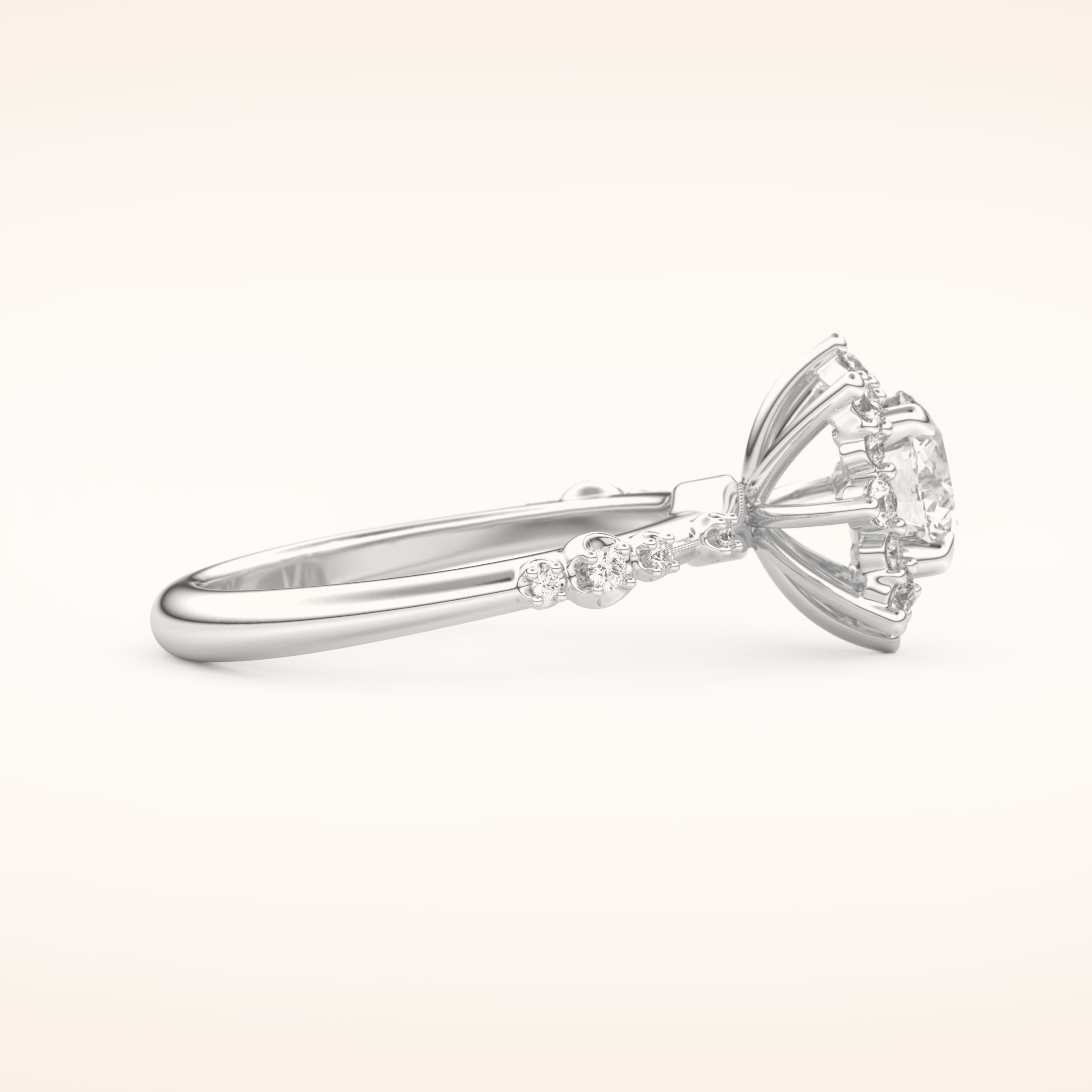 1.03 CT Round Shaped Cluster Moissanite Engagement Ring