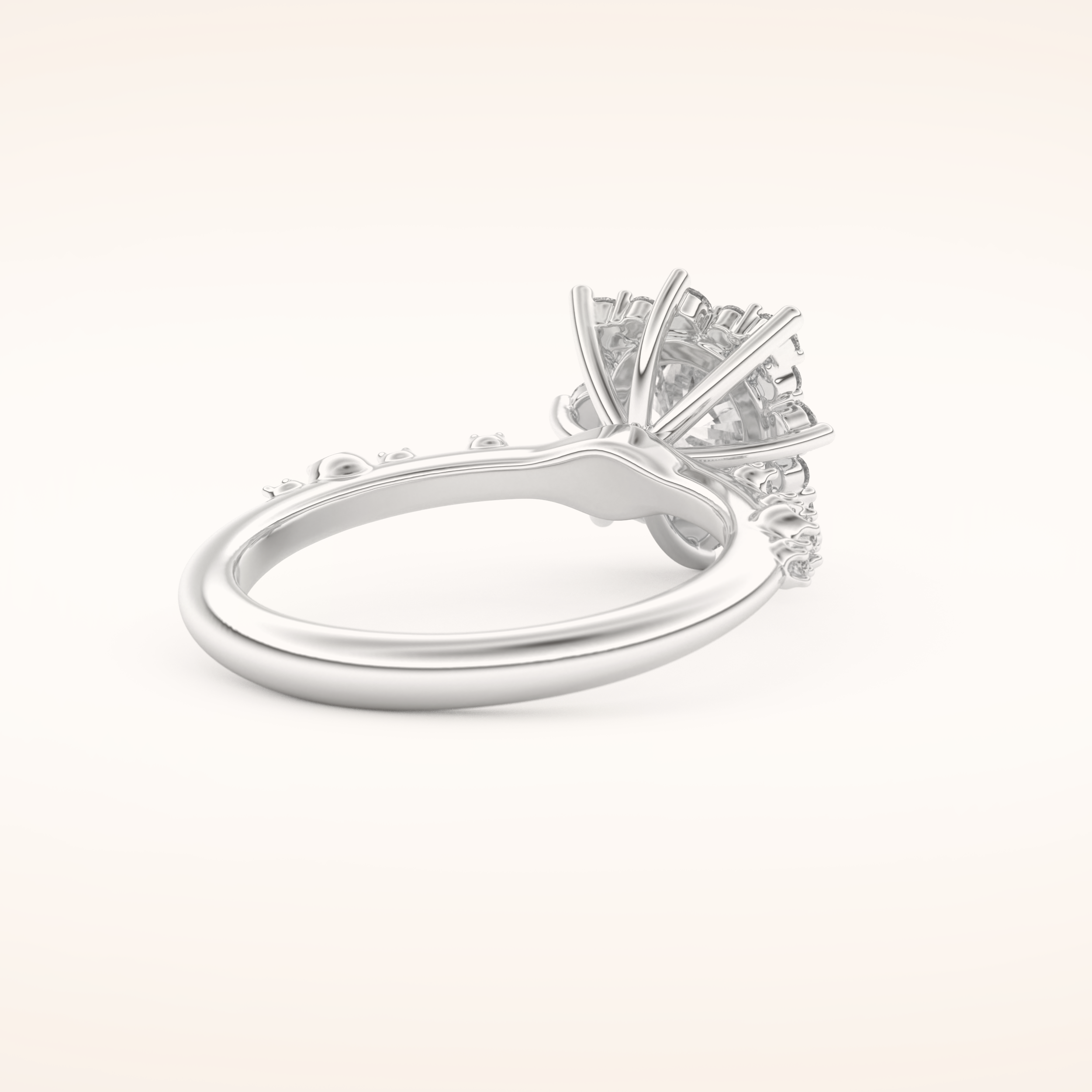 1.03 CT Round Shaped Cluster Moissanite Engagement Ring