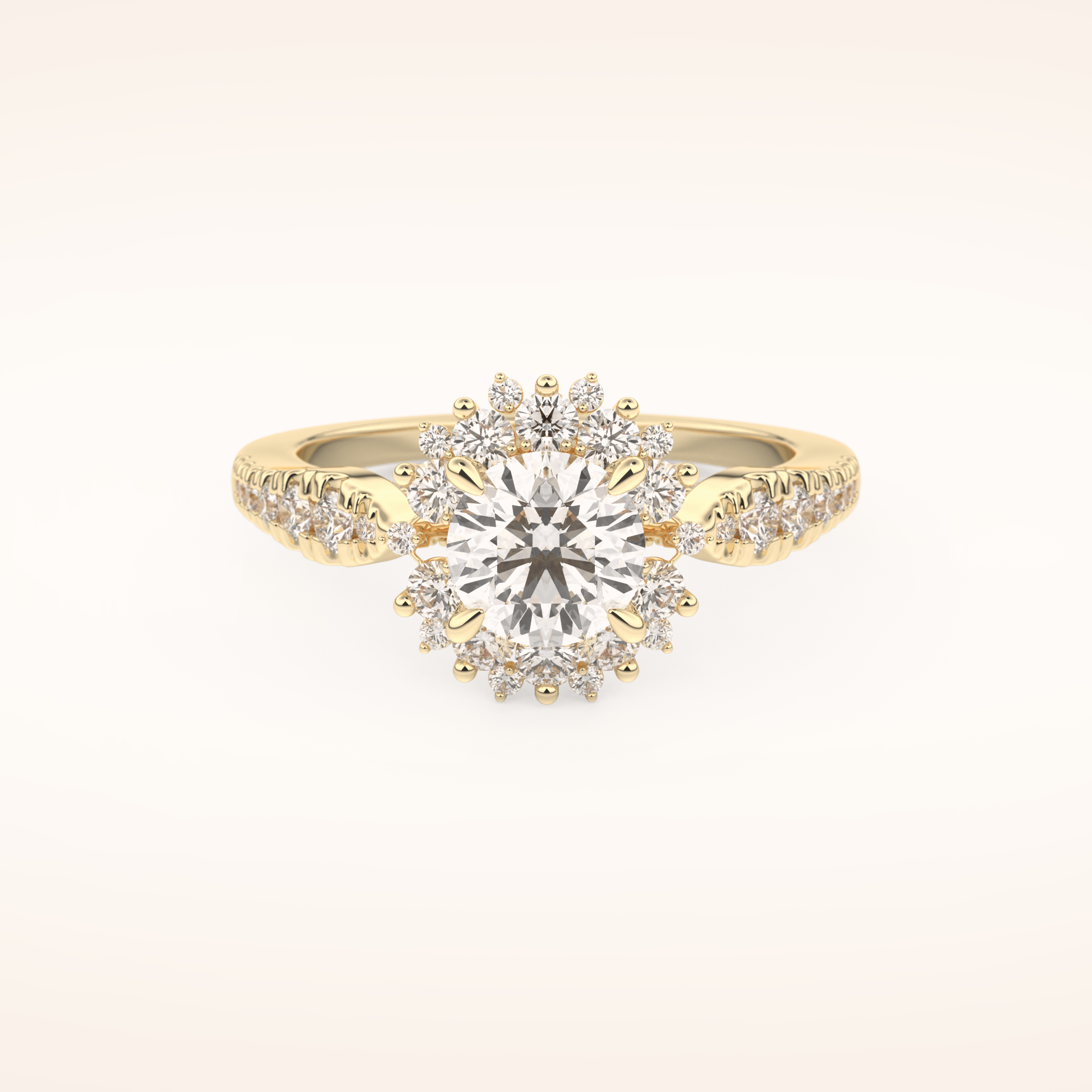 1.03 CT Round Shaped Cluster Moissanite Engagement Ring