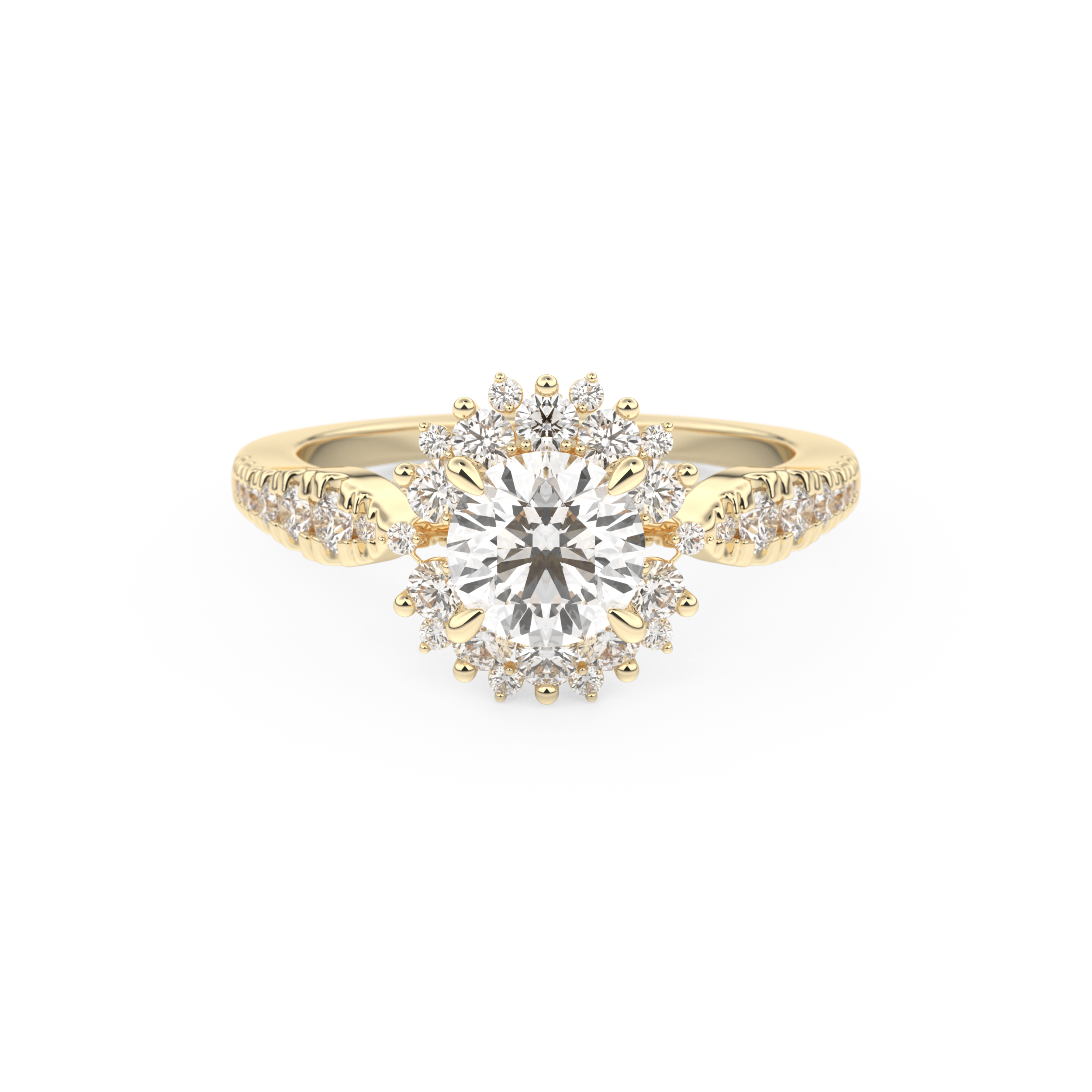 Round Cluster Lab Grown Diamond Engagement Ring