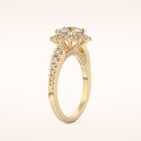 1.03 CT Round Shaped Cluster Moissanite Engagement Ring