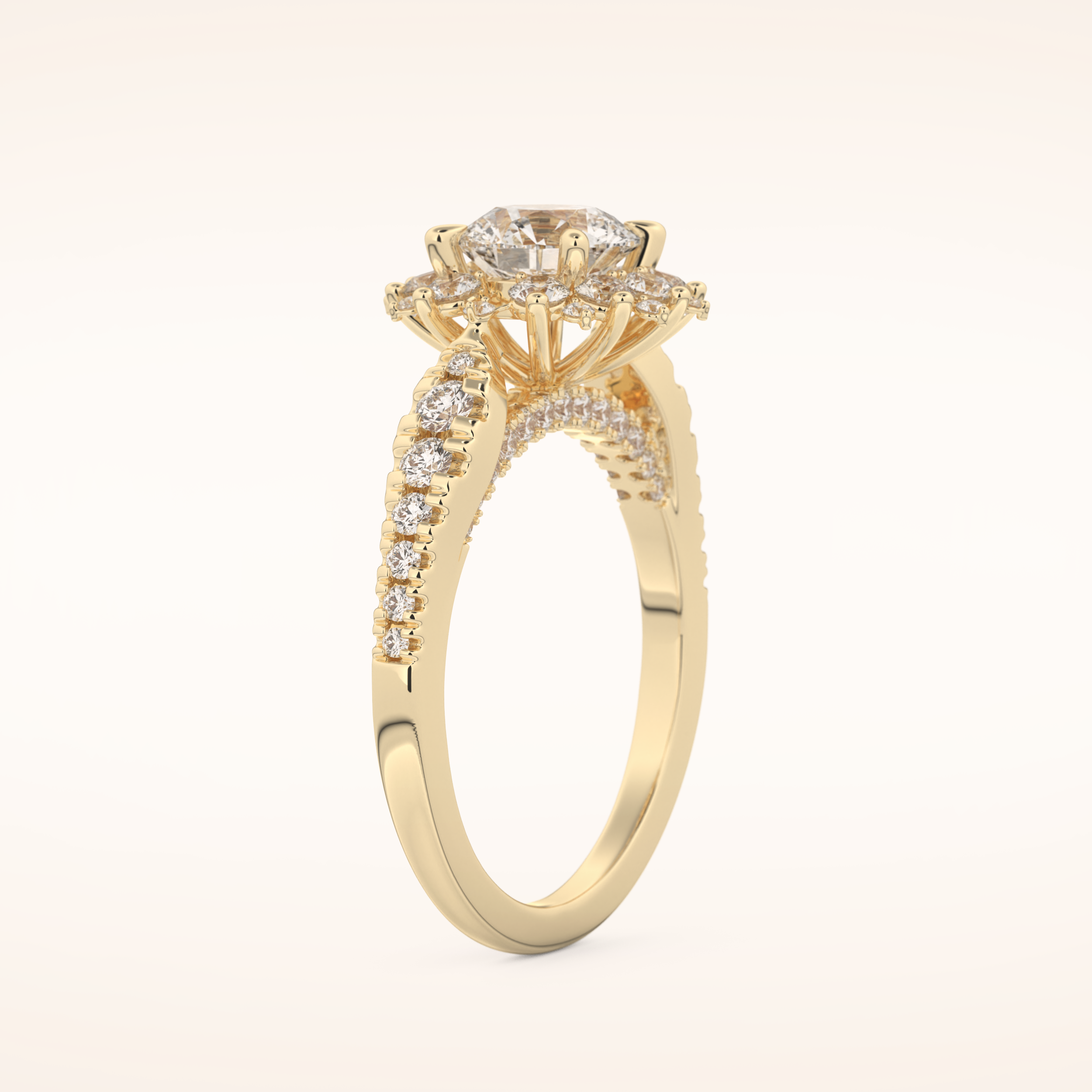 1.03 CT Round Shaped Cluster Moissanite Engagement Ring