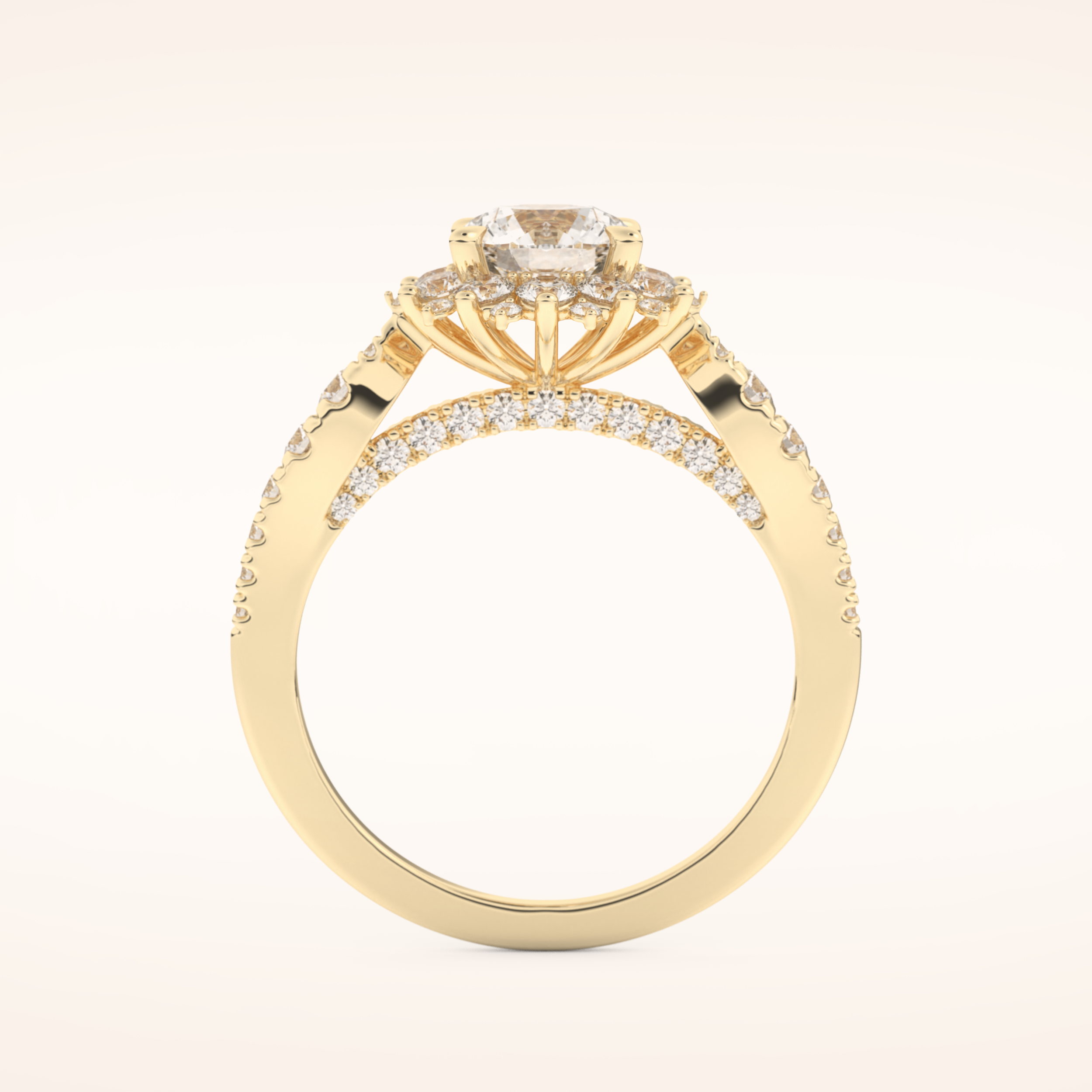 1.03 CT Round Shaped Cluster Moissanite Engagement Ring