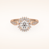1.03 CT Round Shaped Cluster Moissanite Engagement Ring