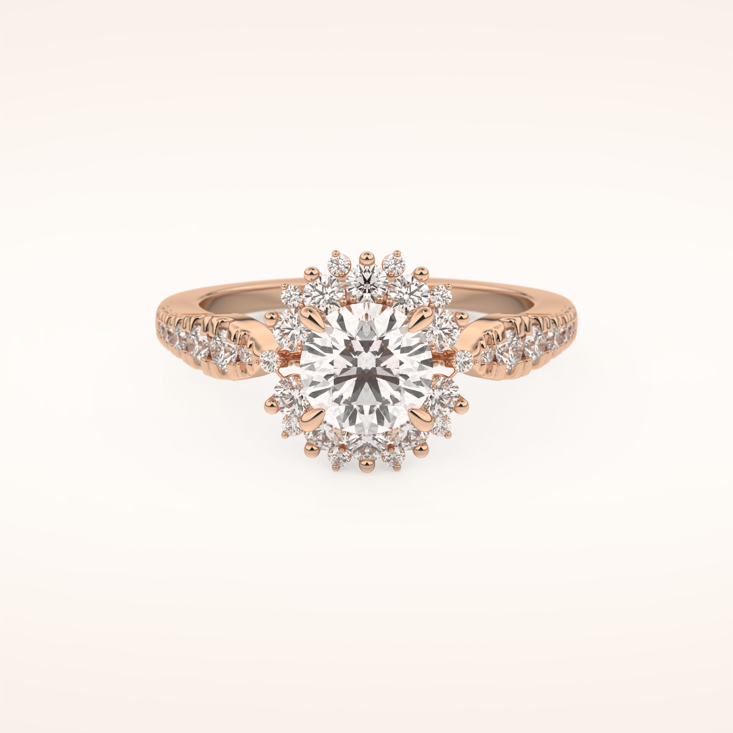 1.03 CT Round Shaped Cluster Moissanite Engagement Ring