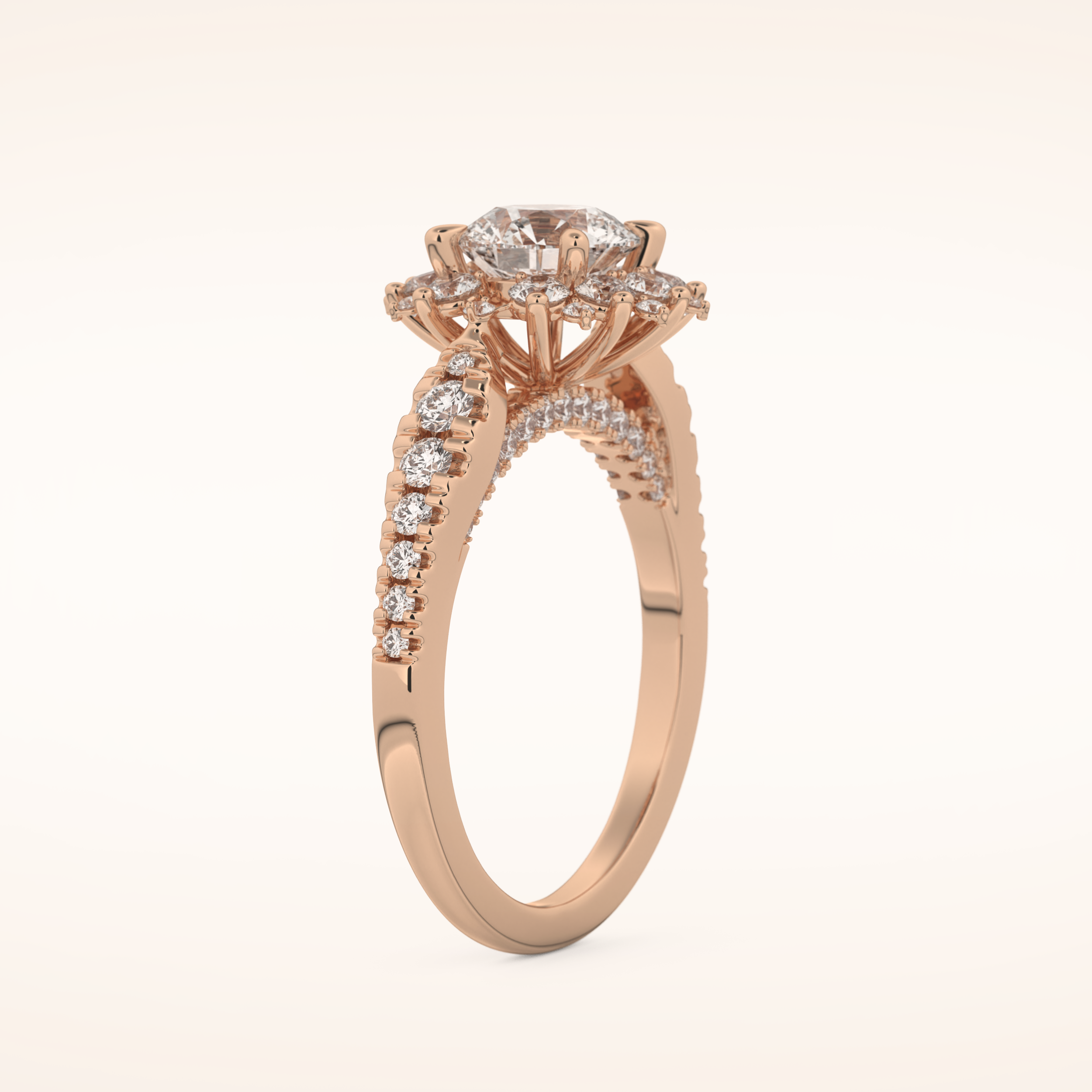 1.03 CT Round Shaped Cluster Moissanite Engagement Ring