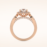 1.03 CT Round Shaped Cluster Moissanite Engagement Ring
