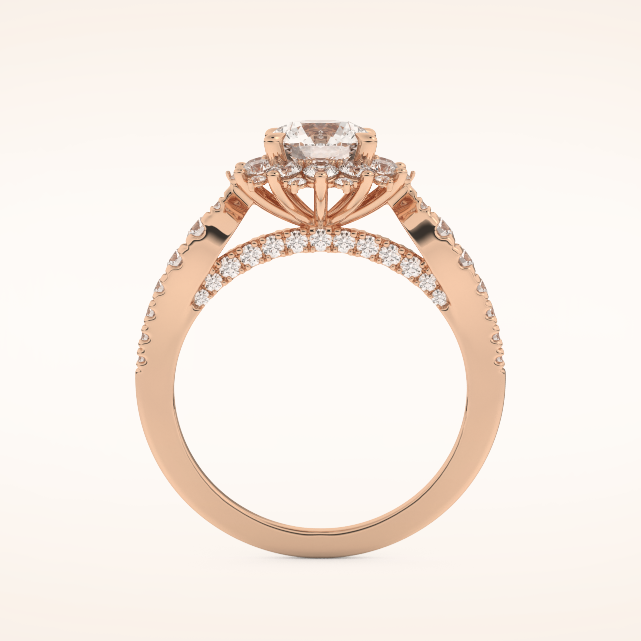 1.03 CT Round Shaped Cluster Moissanite Engagement Ring