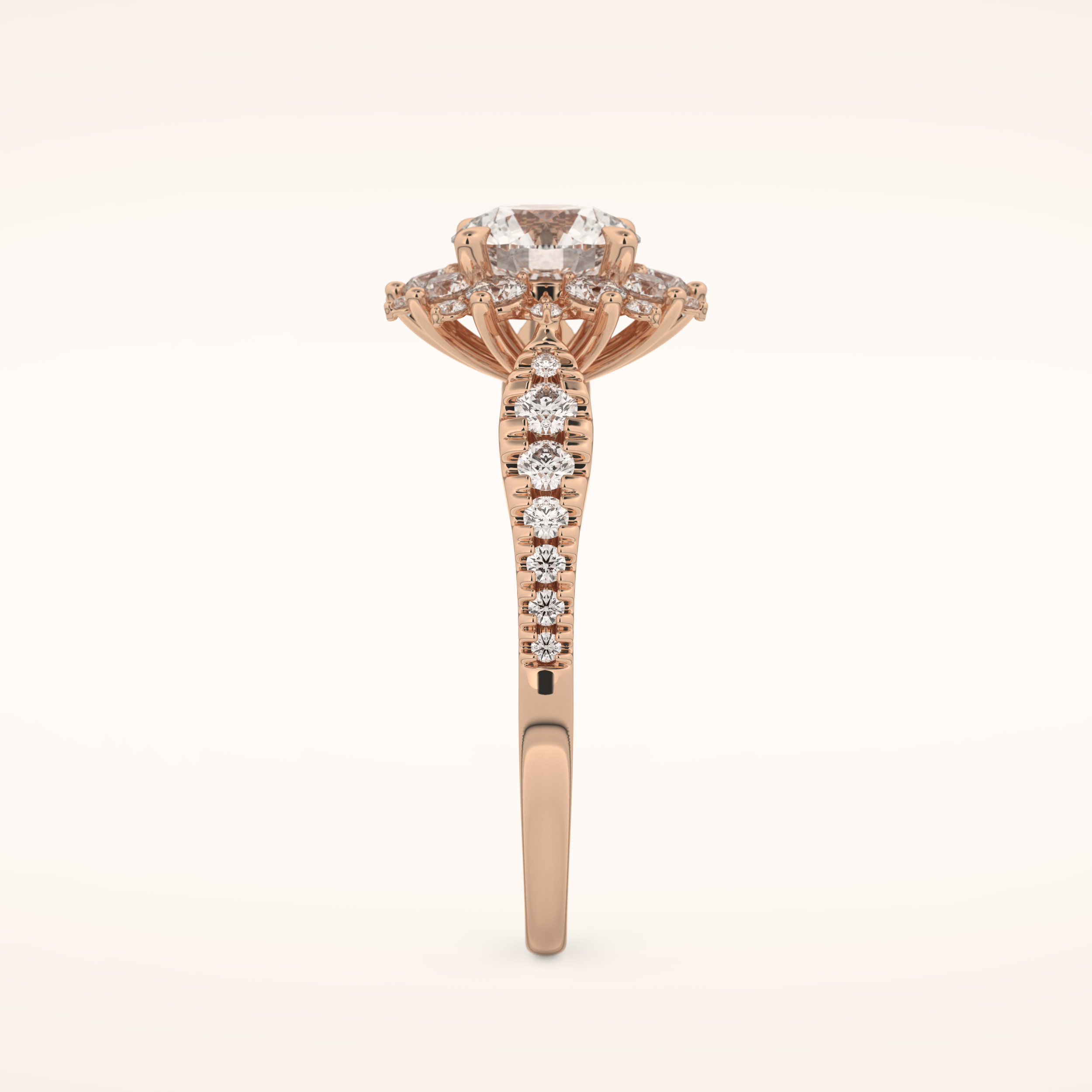 1.03 CT Round Shaped Cluster Moissanite Engagement Ring