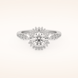 1.03 CT Round Shaped Cluster Moissanite Engagement Ring