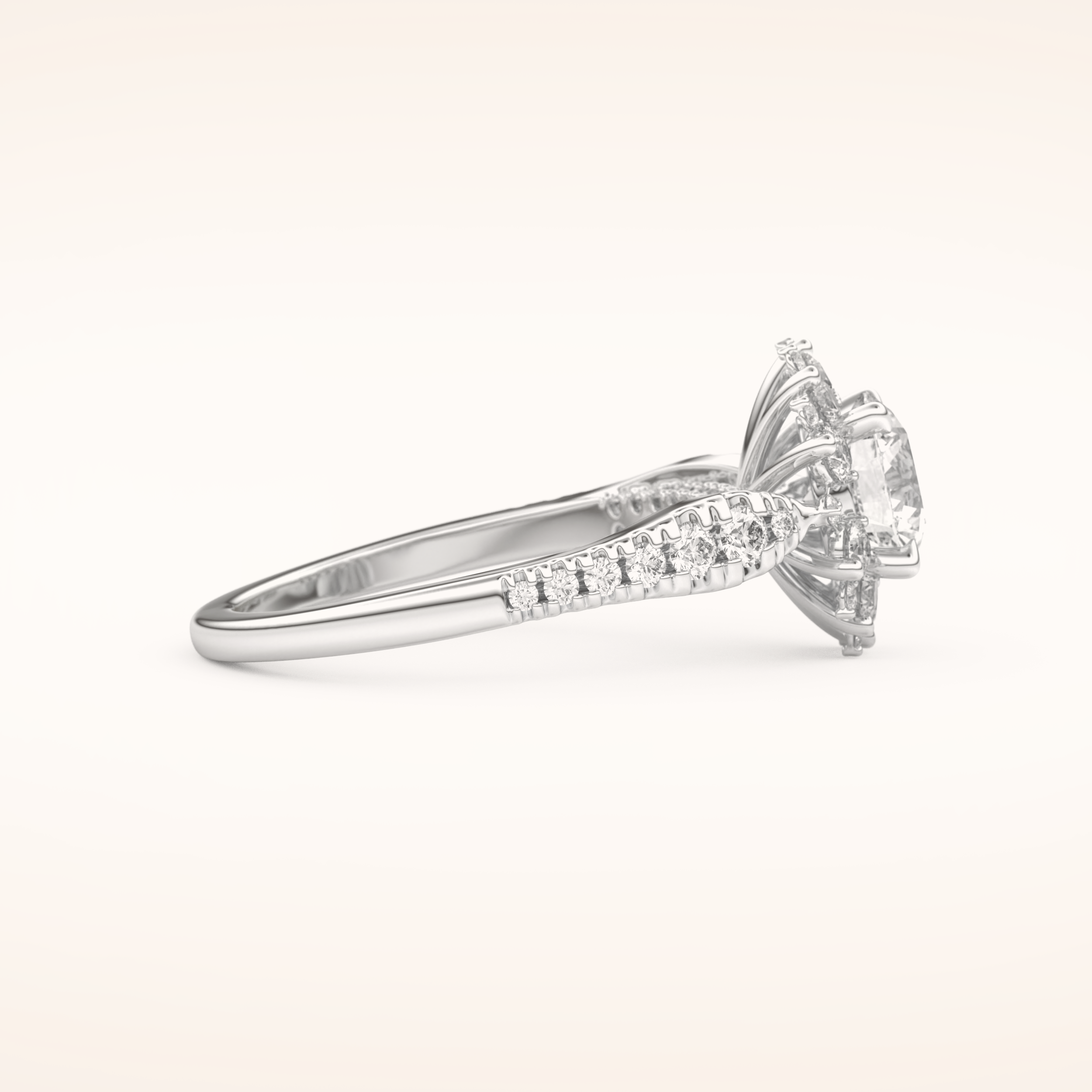 1.03 CT Round Shaped Cluster Moissanite Engagement Ring