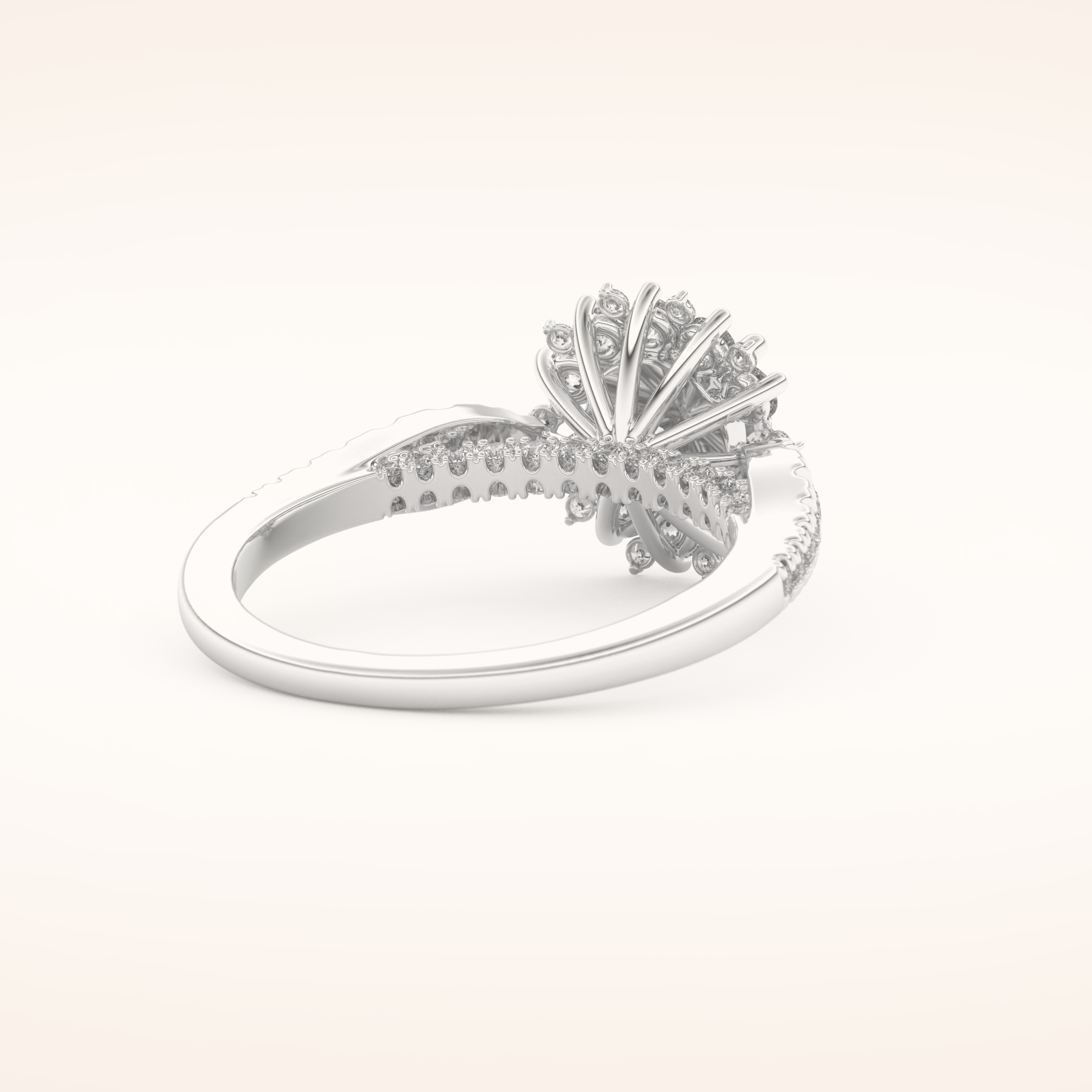 1.03 CT Round Shaped Cluster Moissanite Engagement Ring