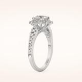 1.03 CT Round Shaped Cluster Moissanite Engagement Ring