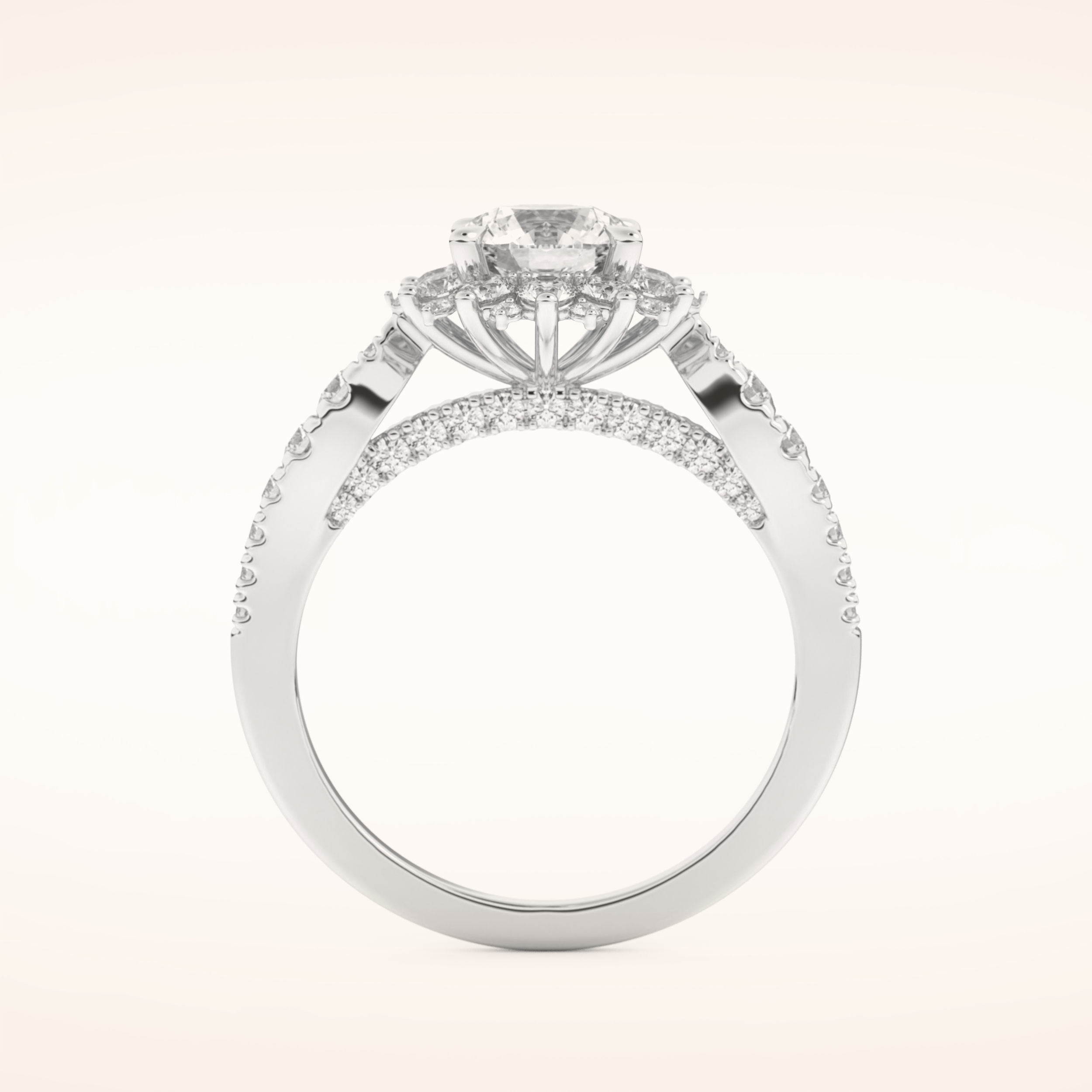 1.03 CT Round Shaped Cluster Moissanite Engagement Ring