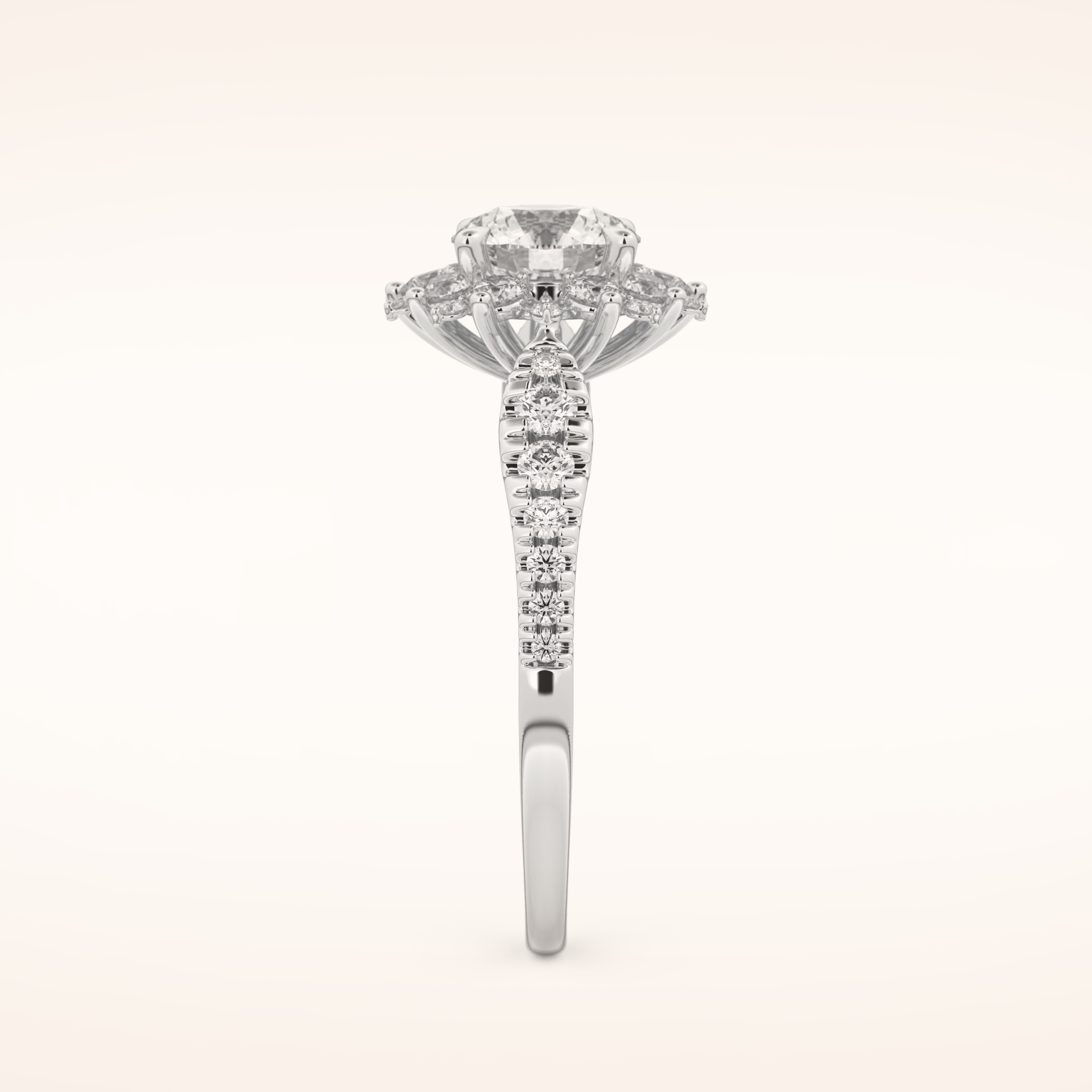 1.03 CT Round Shaped Cluster Moissanite Engagement Ring