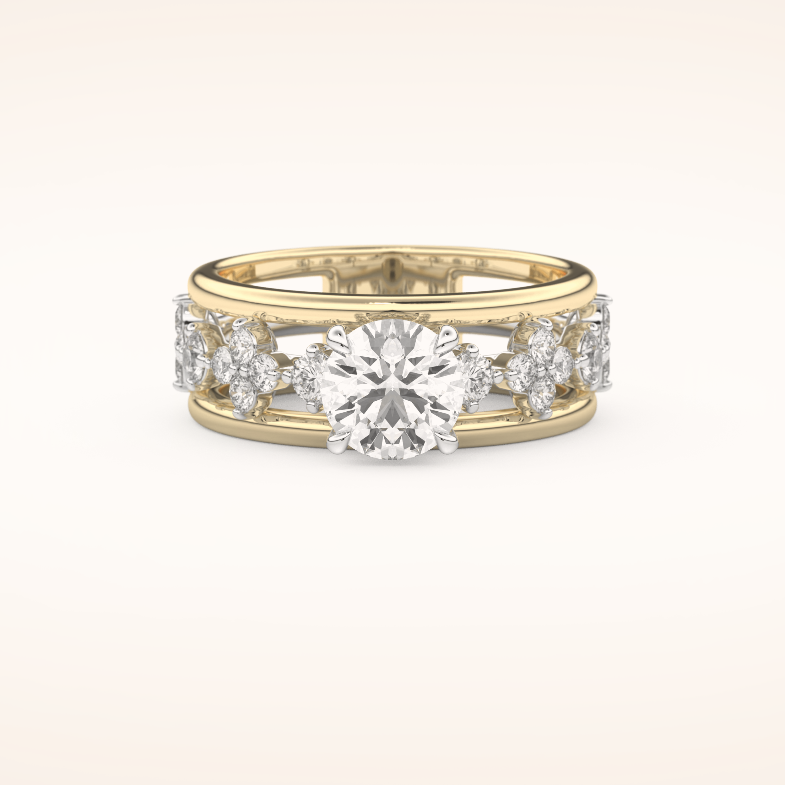 1 CT Round Shaped Pave Moissanite Engagement Ring
