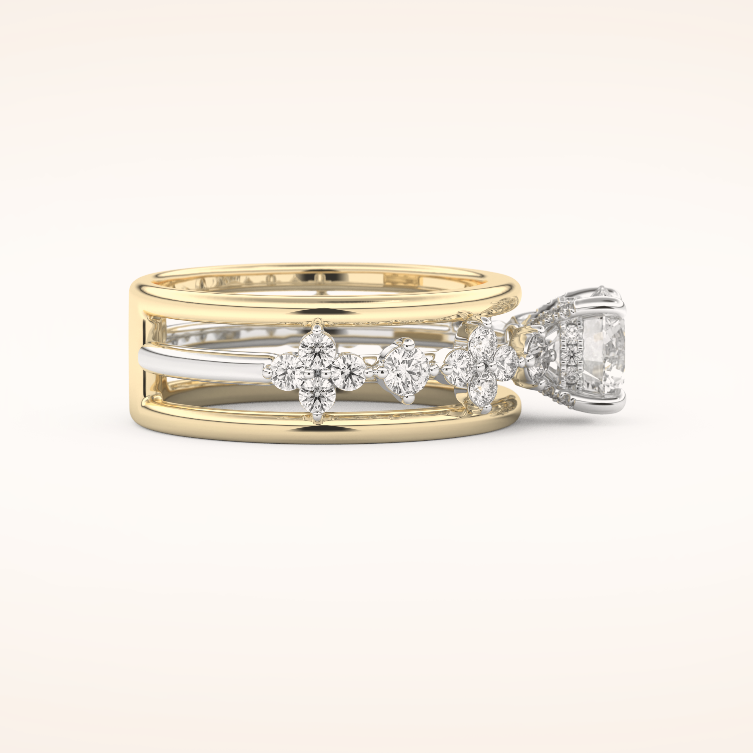 1 CT Round Shaped Pave Moissanite Engagement Ring