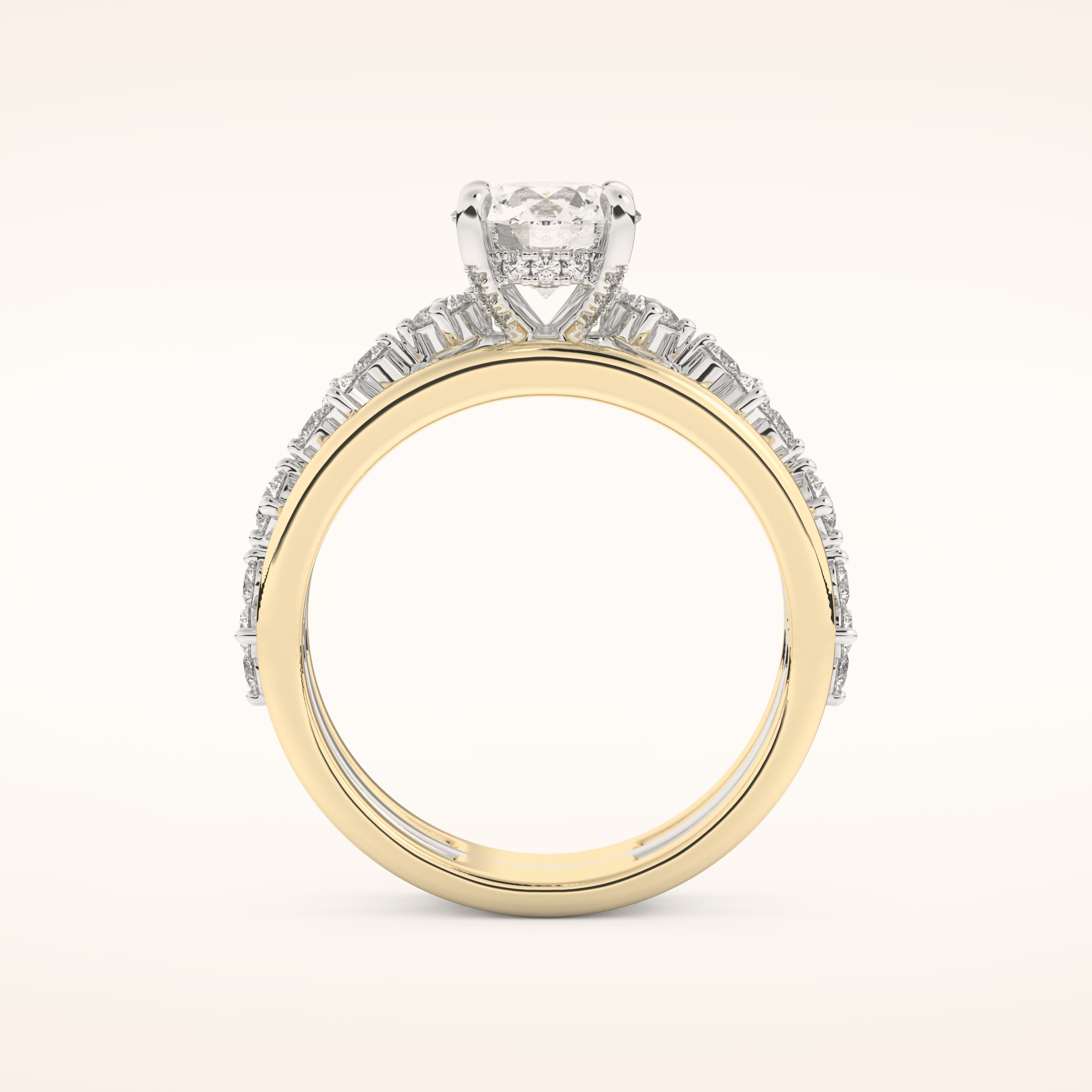 1 CT Round Shaped Pave Moissanite Engagement Ring