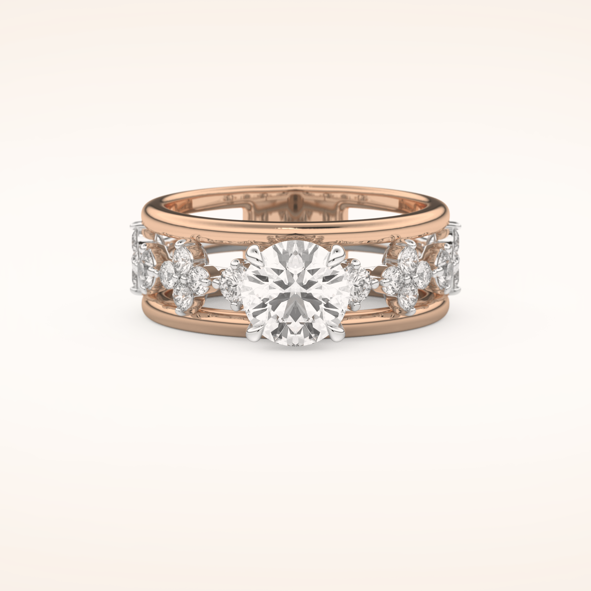 1 CT Round Shaped Pave Moissanite Engagement Ring