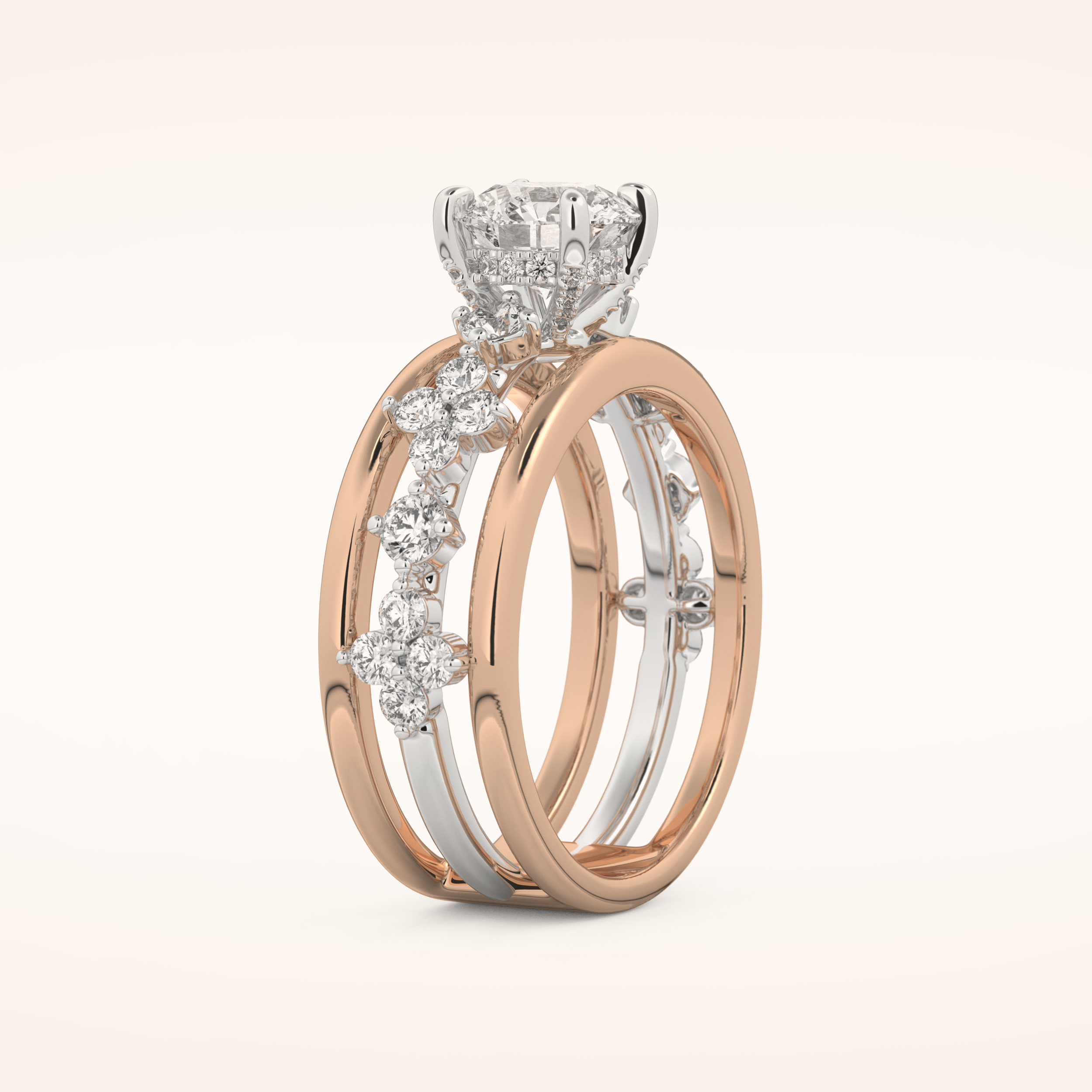 1 CT Round Shaped Pave Moissanite Engagement Ring
