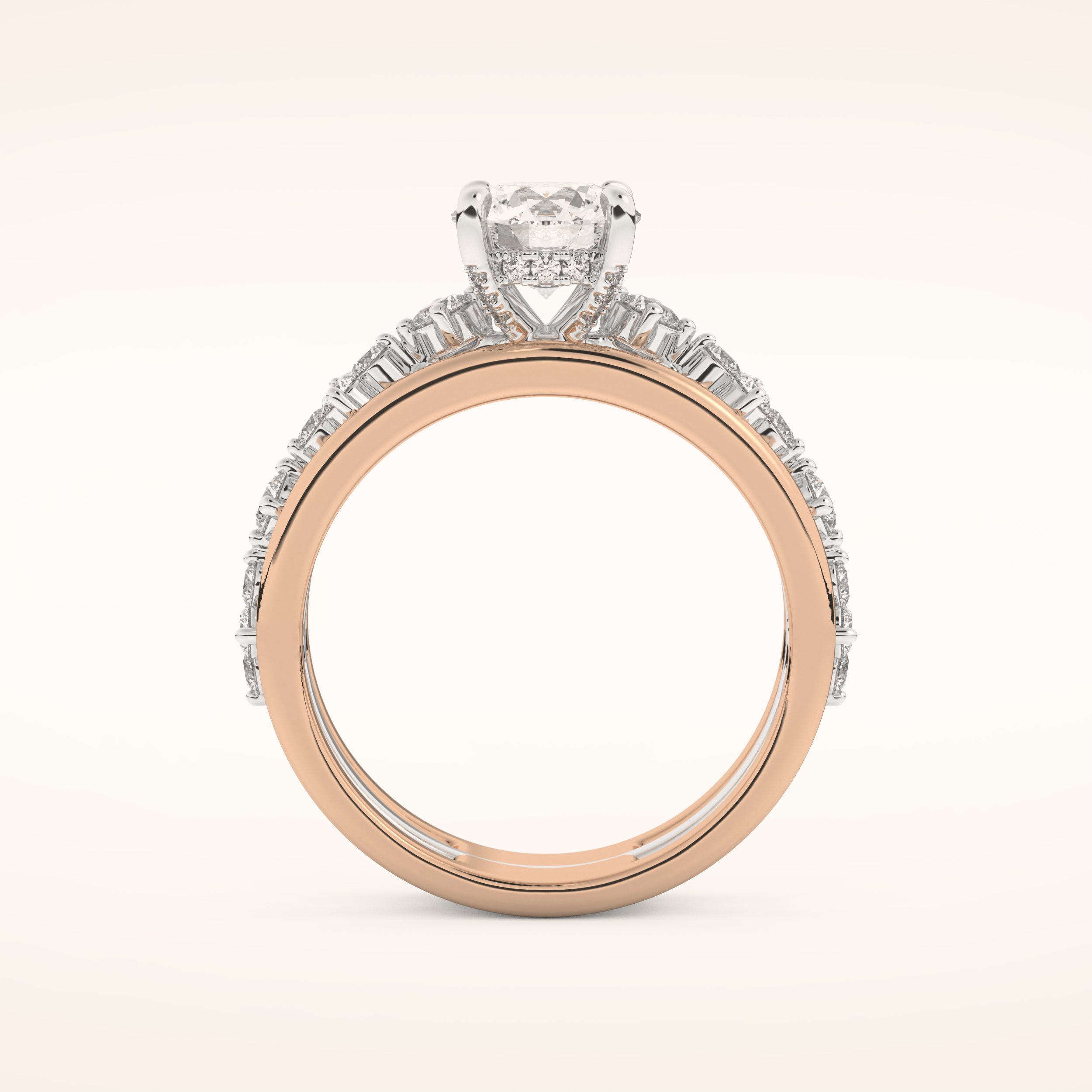 1 CT Round Shaped Pave Moissanite Engagement Ring