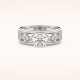 1 CT Round Shaped Pave Moissanite Engagement Ring