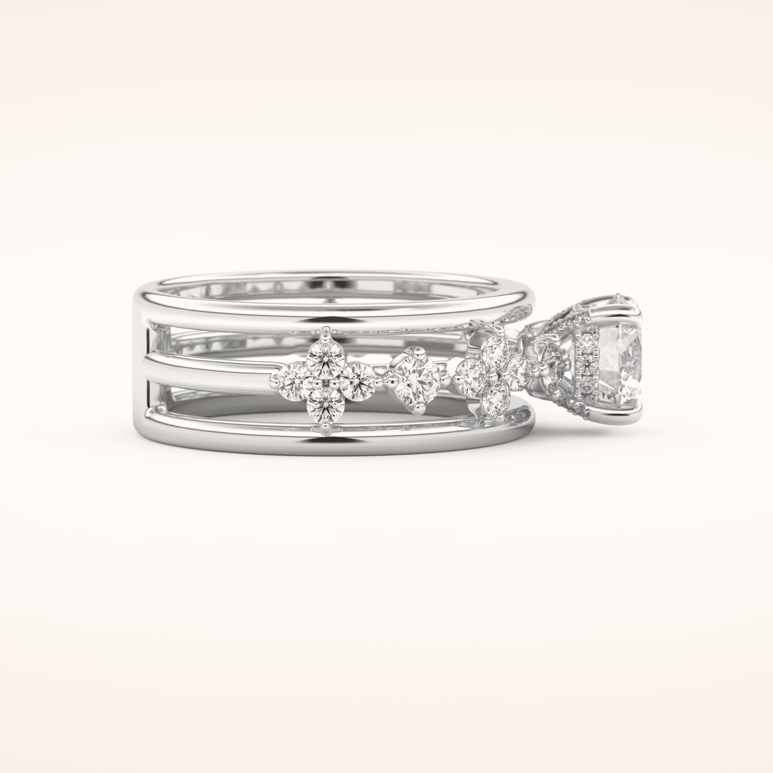 1 CT Round Shaped Pave Moissanite Engagement Ring