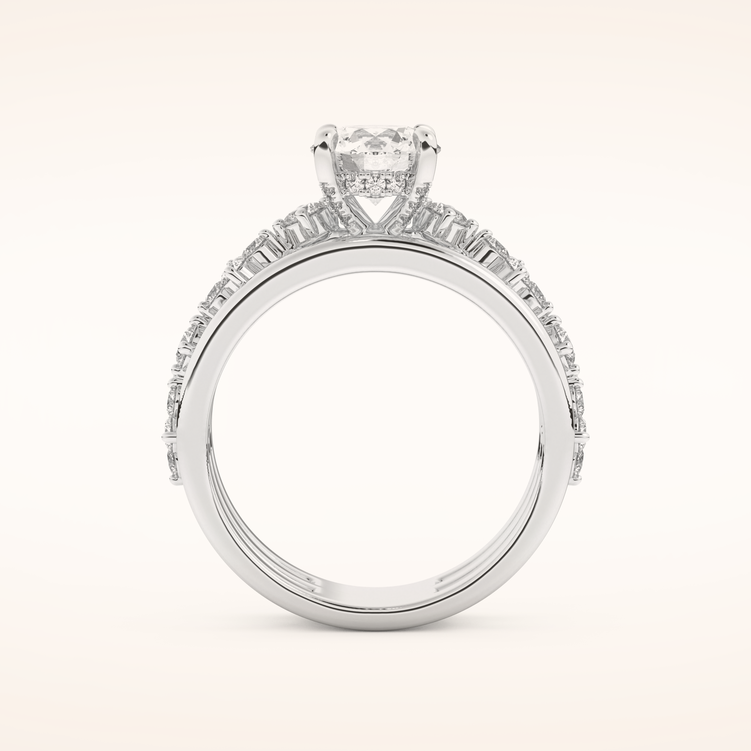 1 CT Round Shaped Pave Moissanite Engagement Ring