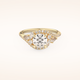 1 CT Round Shaped Cluster Moissanite Engagement Ring