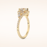 1 CT Round Shaped Cluster Moissanite Engagement Ring