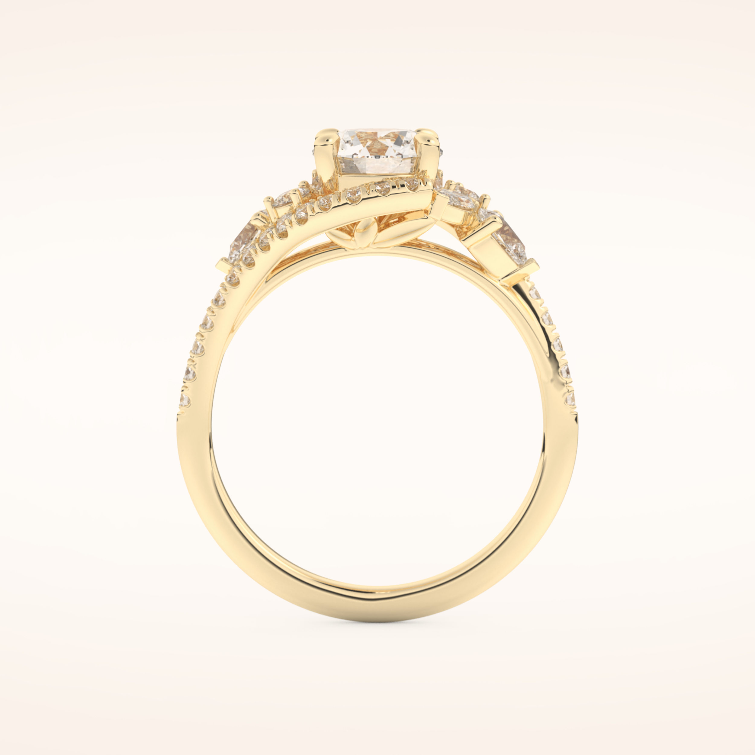 1 CT Round Shaped Cluster Moissanite Engagement Ring