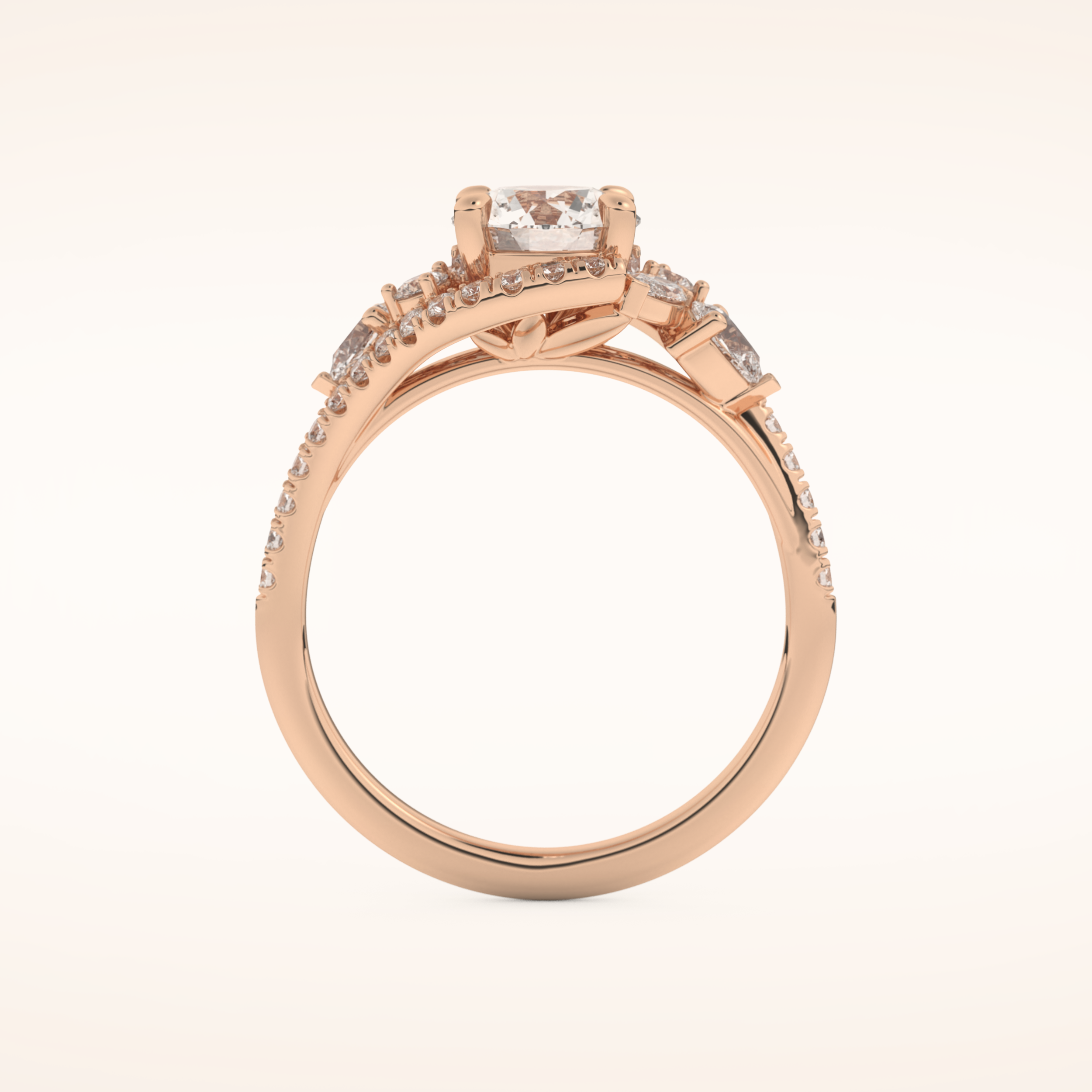 1 CT Round Shaped Cluster Moissanite Engagement Ring