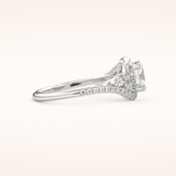 1 CT Round Shaped Cluster Moissanite Engagement Ring