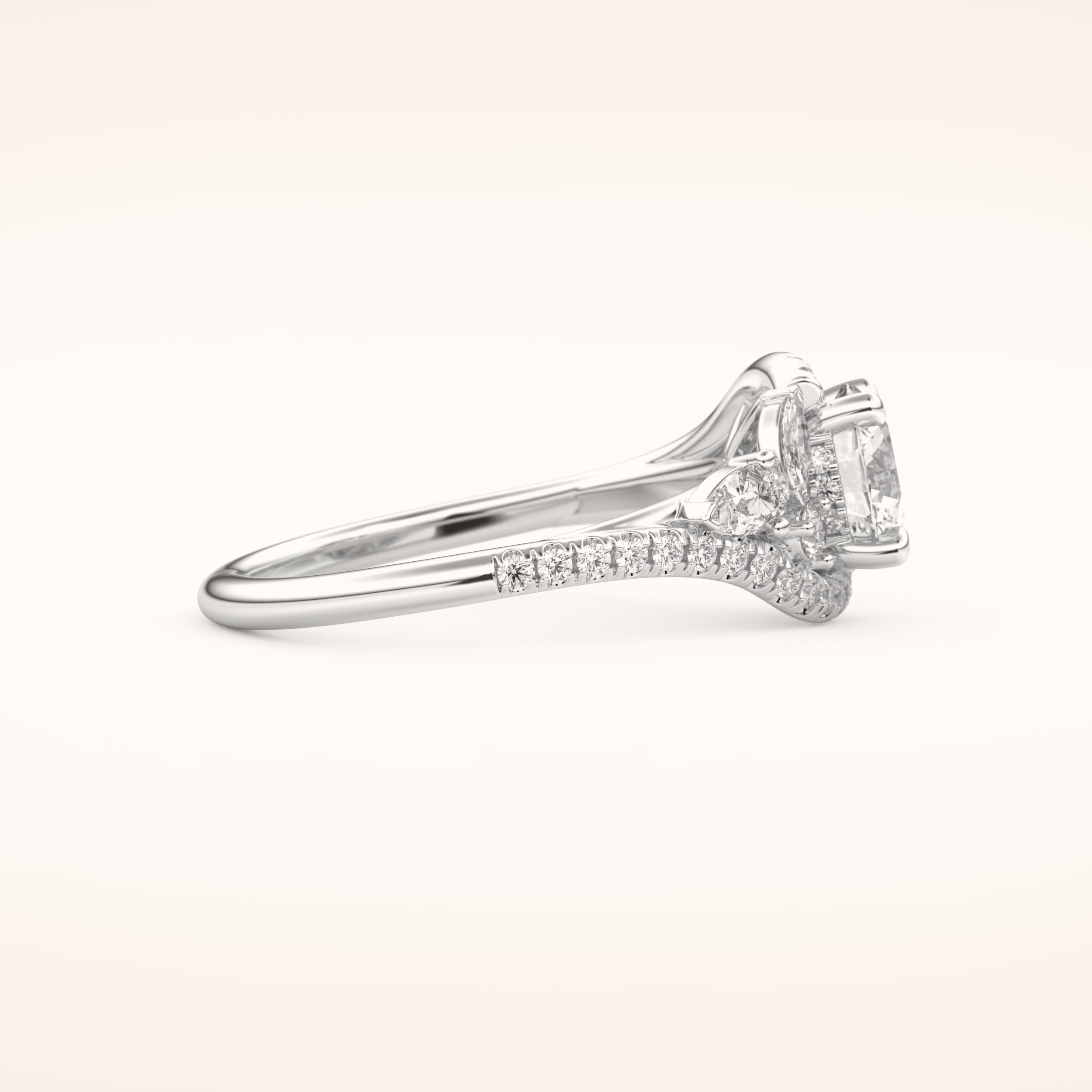 1 CT Round Shaped Cluster Moissanite Engagement Ring