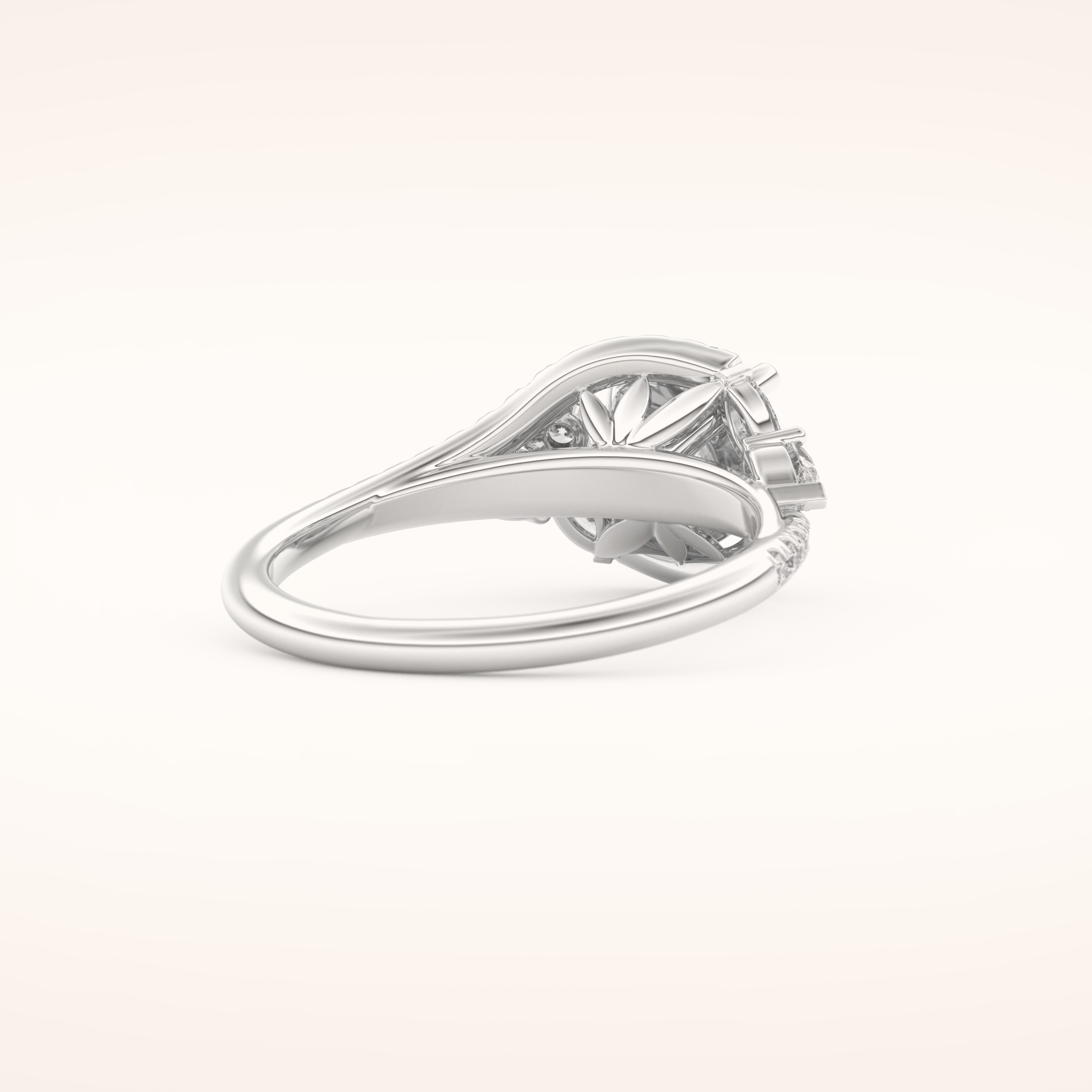 1 CT Round Shaped Cluster Moissanite Engagement Ring