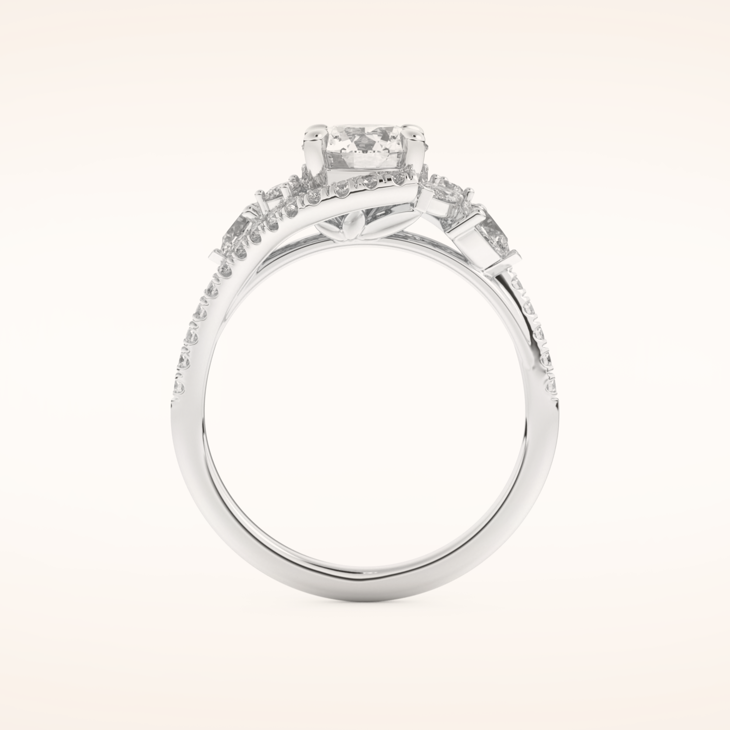 1 CT Round Shaped Cluster Moissanite Engagement Ring