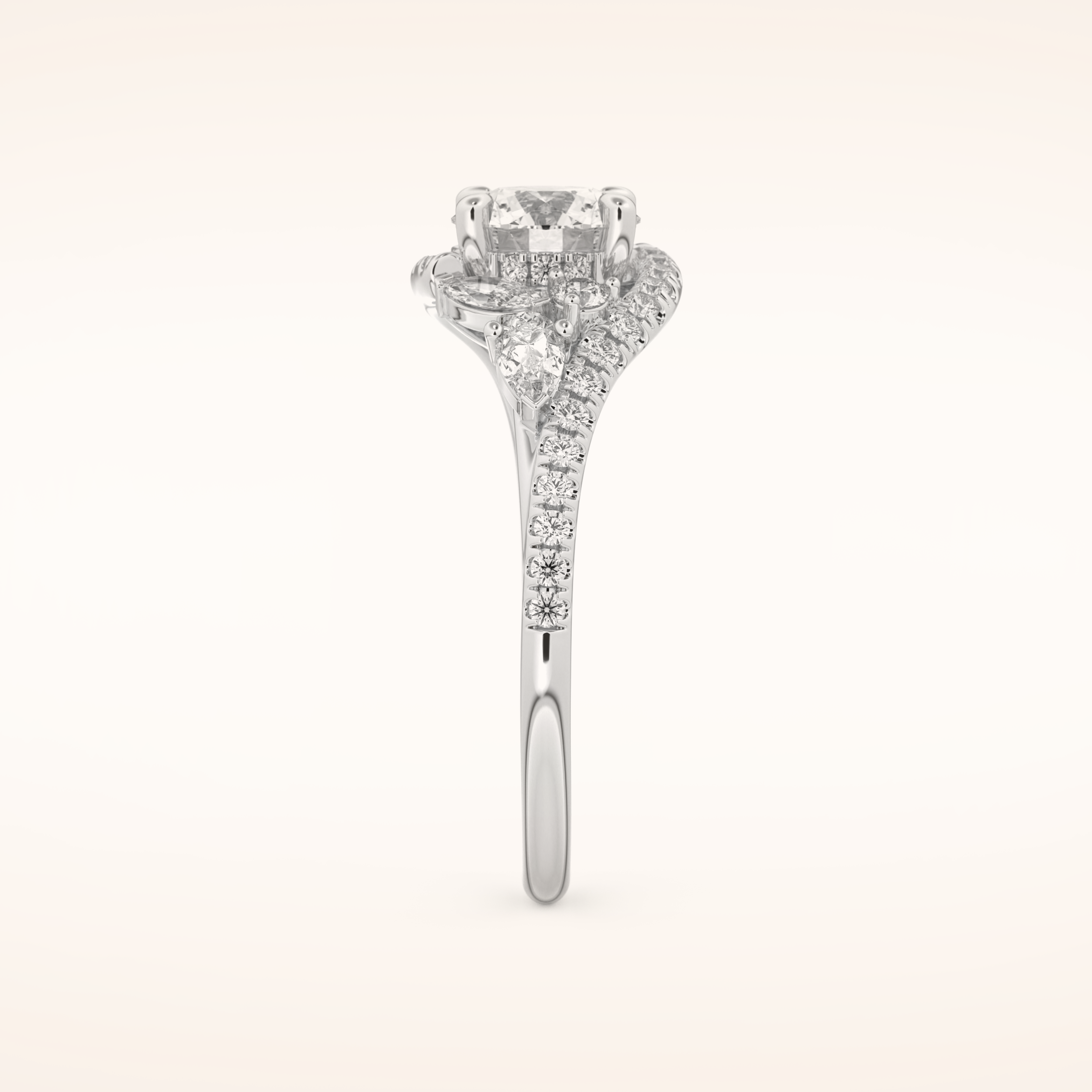 1 CT Round Shaped Cluster Moissanite Engagement Ring