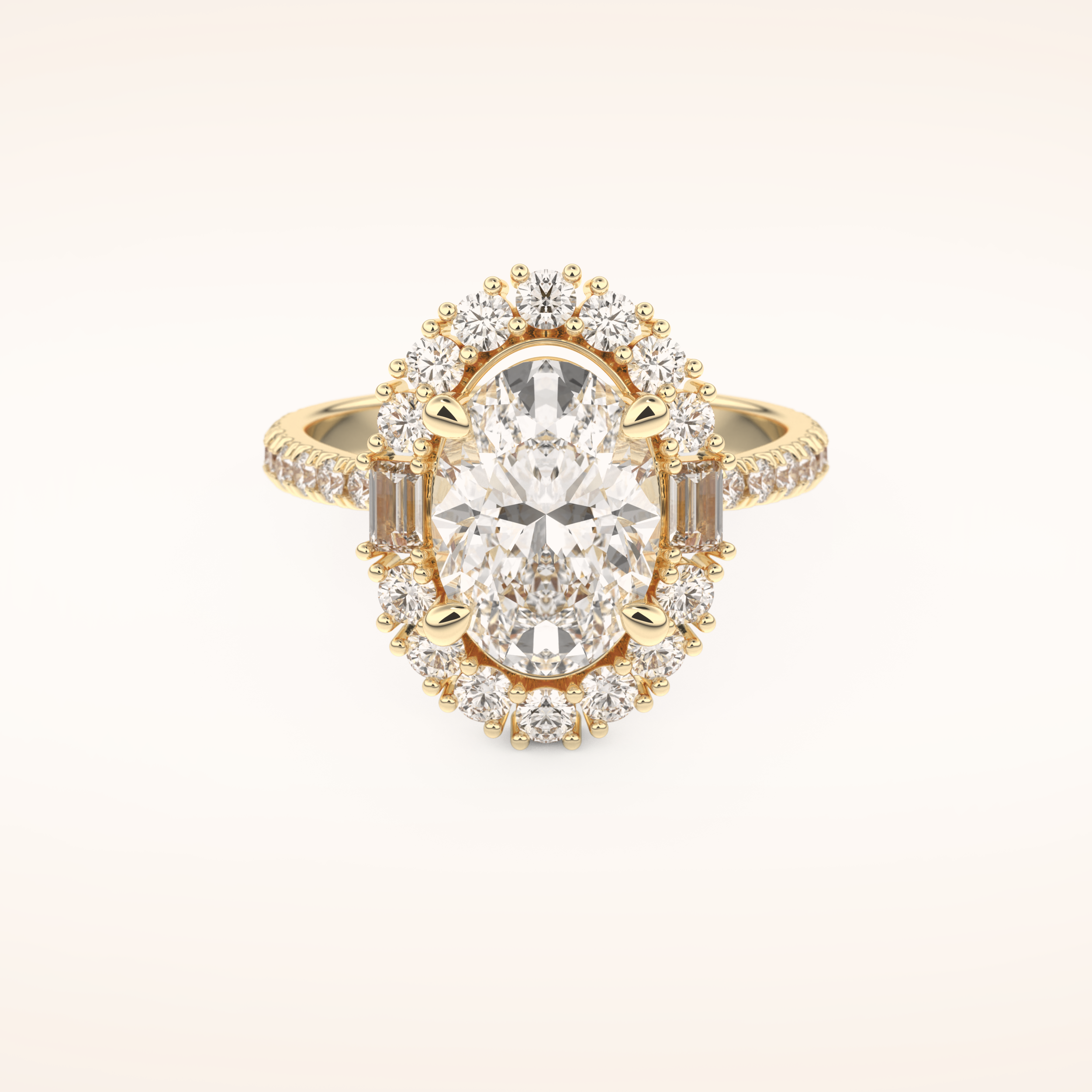 2.39 CT Oval Shaped Cluster Moissanite Engagement Ring