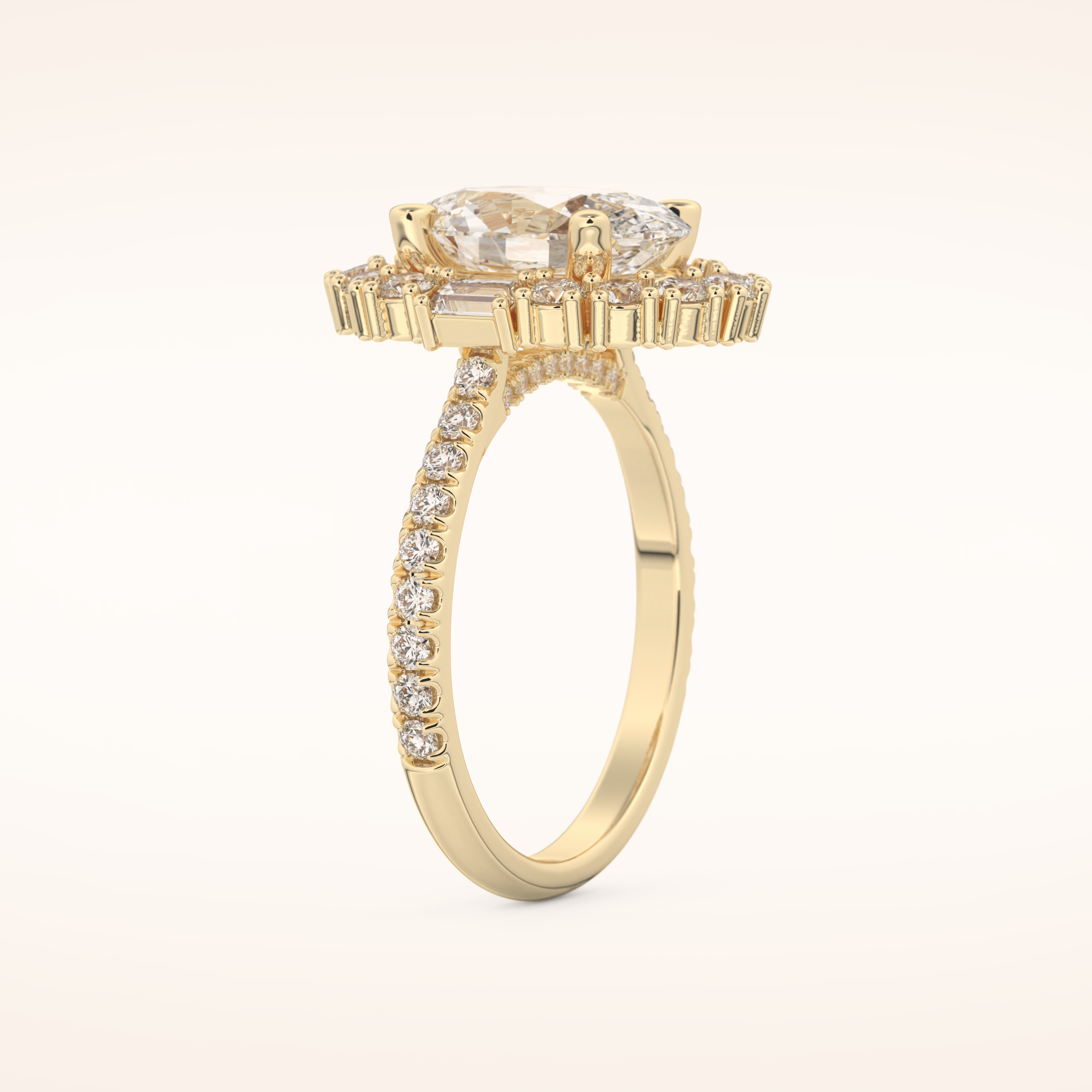 2.39 CT Oval Shaped Cluster Moissanite Engagement Ring