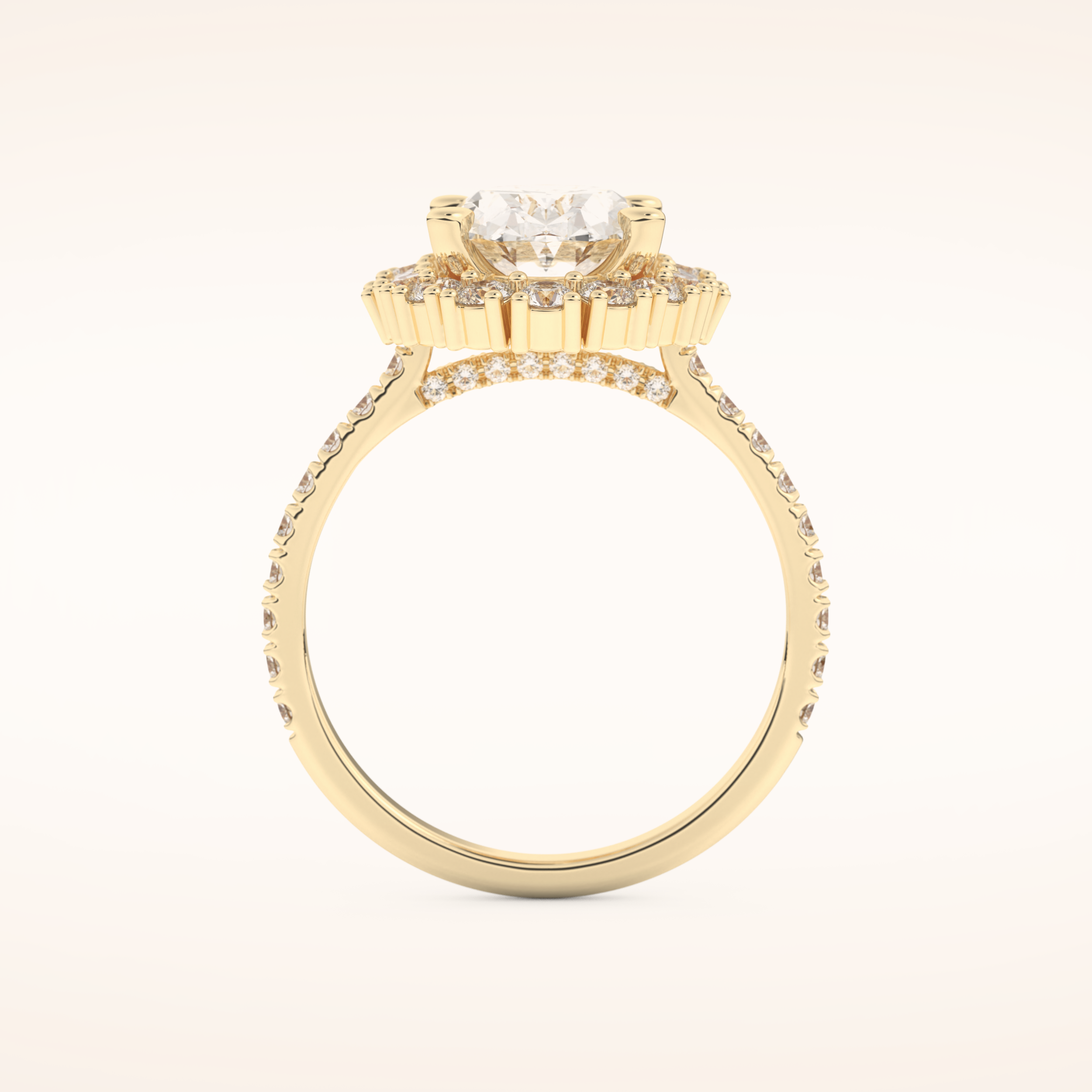 2.39 CT Oval Shaped Cluster Moissanite Engagement Ring