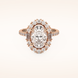 2.39 CT Oval Shaped Cluster Moissanite Engagement Ring
