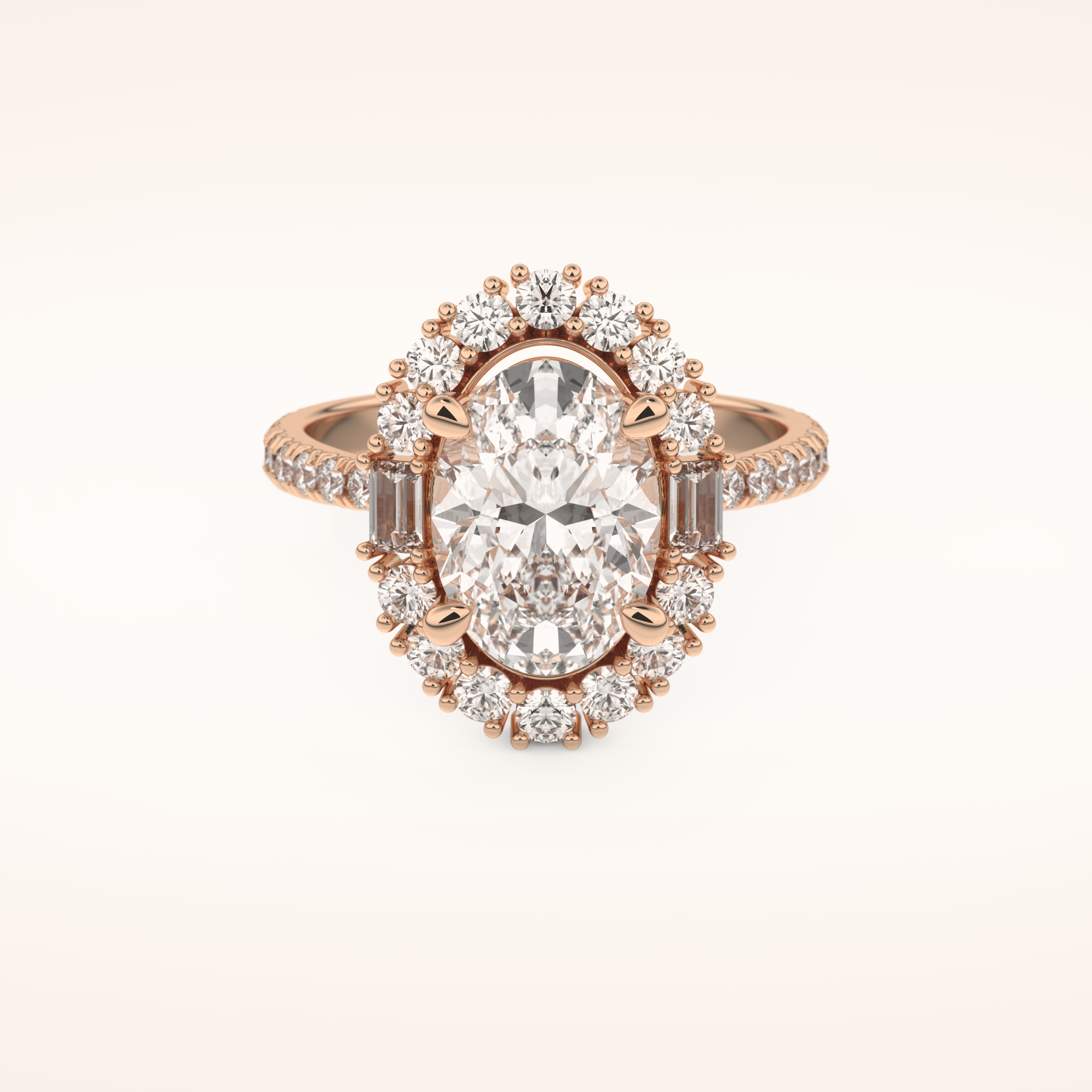 2.39 CT Oval Shaped Cluster Moissanite Engagement Ring