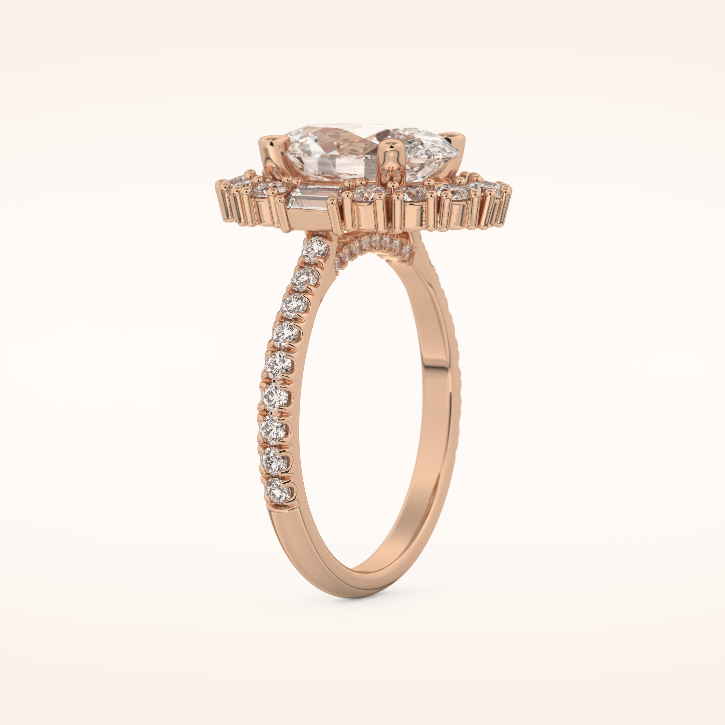 2.39 CT Oval Shaped Cluster Moissanite Engagement Ring