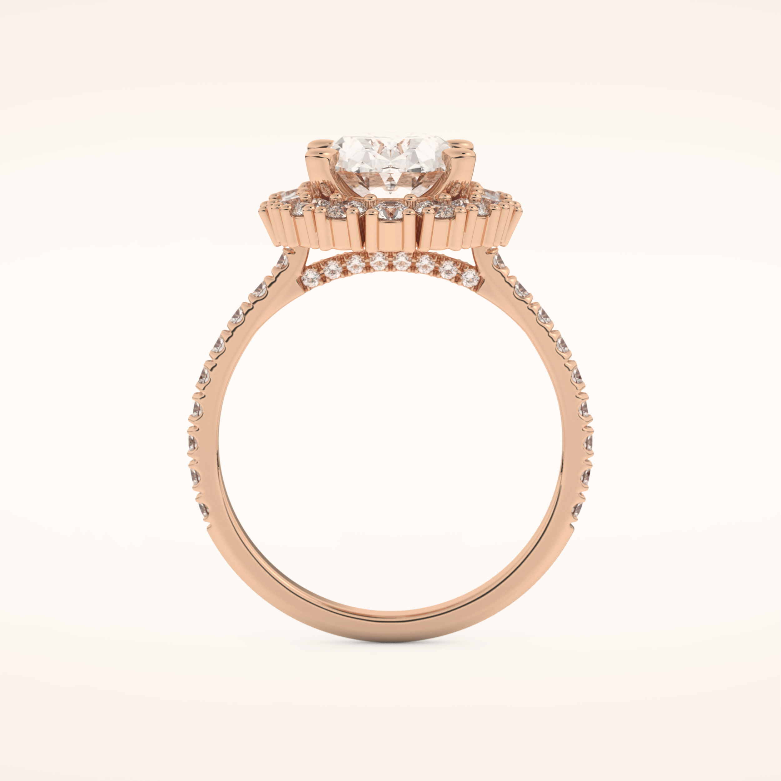 2.39 CT Oval Shaped Cluster Moissanite Engagement Ring
