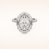 2.39 CT Oval Shaped Cluster Moissanite Engagement Ring